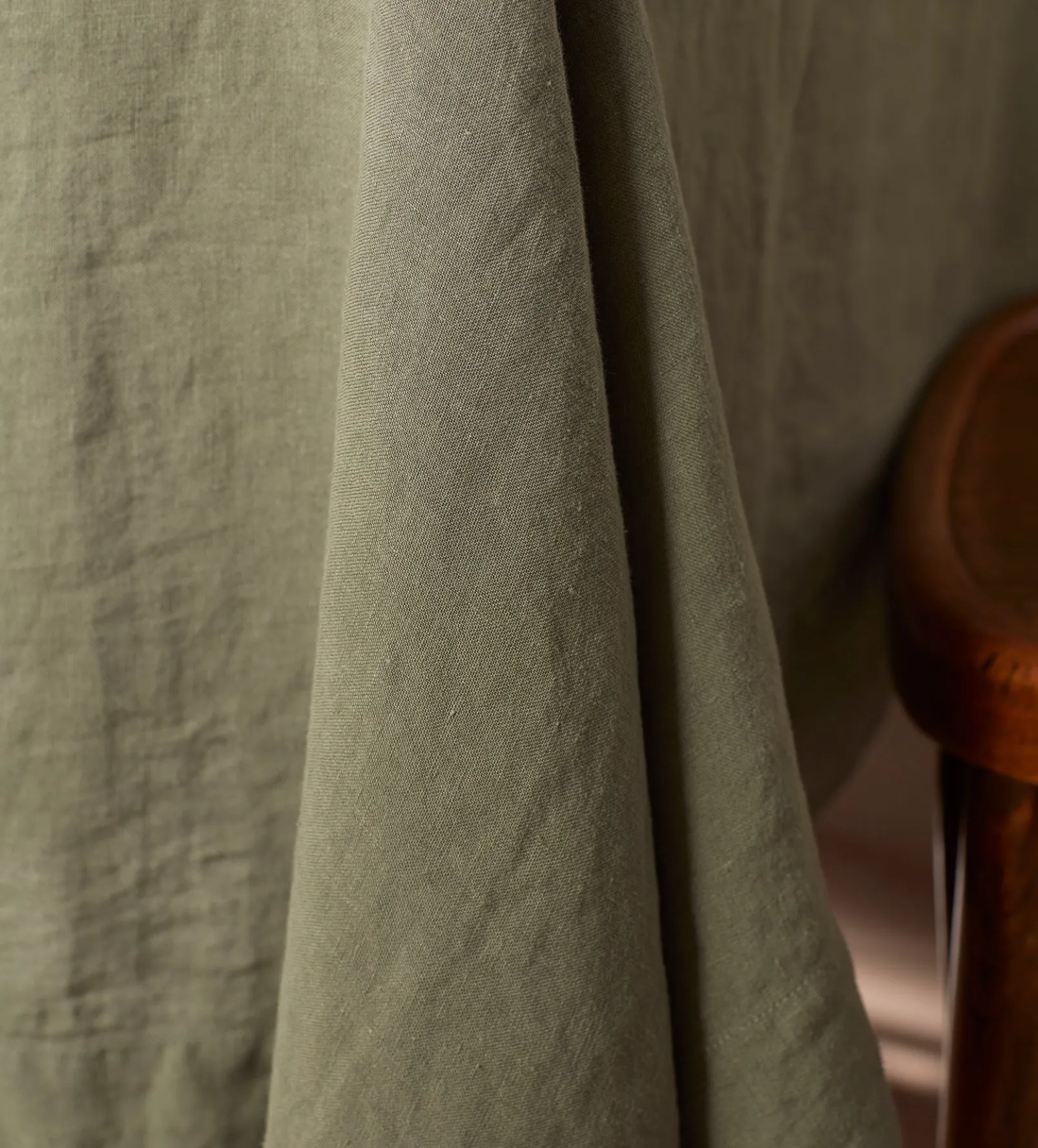 Olive Green 100% Linen Tablecloth