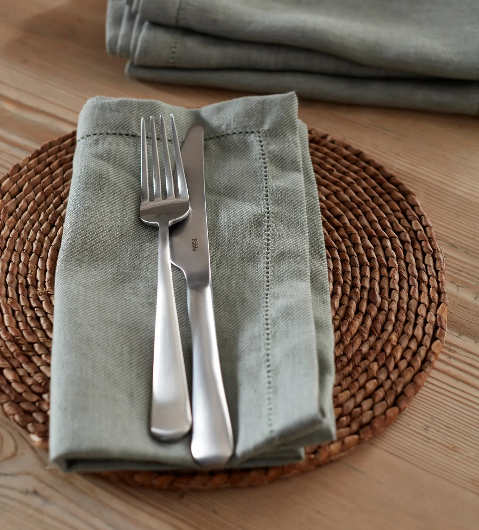 Olive Green Cotton Linen Napkins - Set of 4