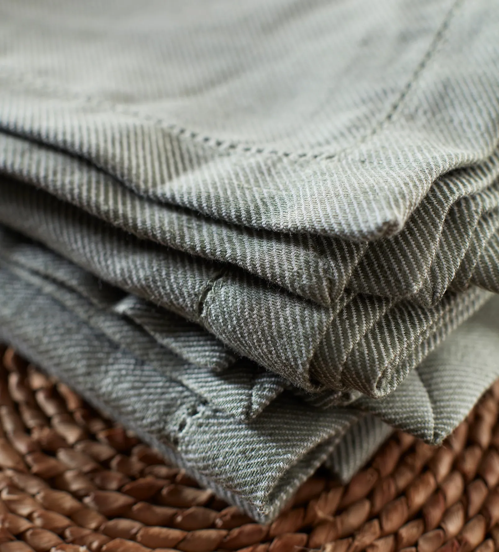 Olive Green Cotton Linen Napkins - Set of 4