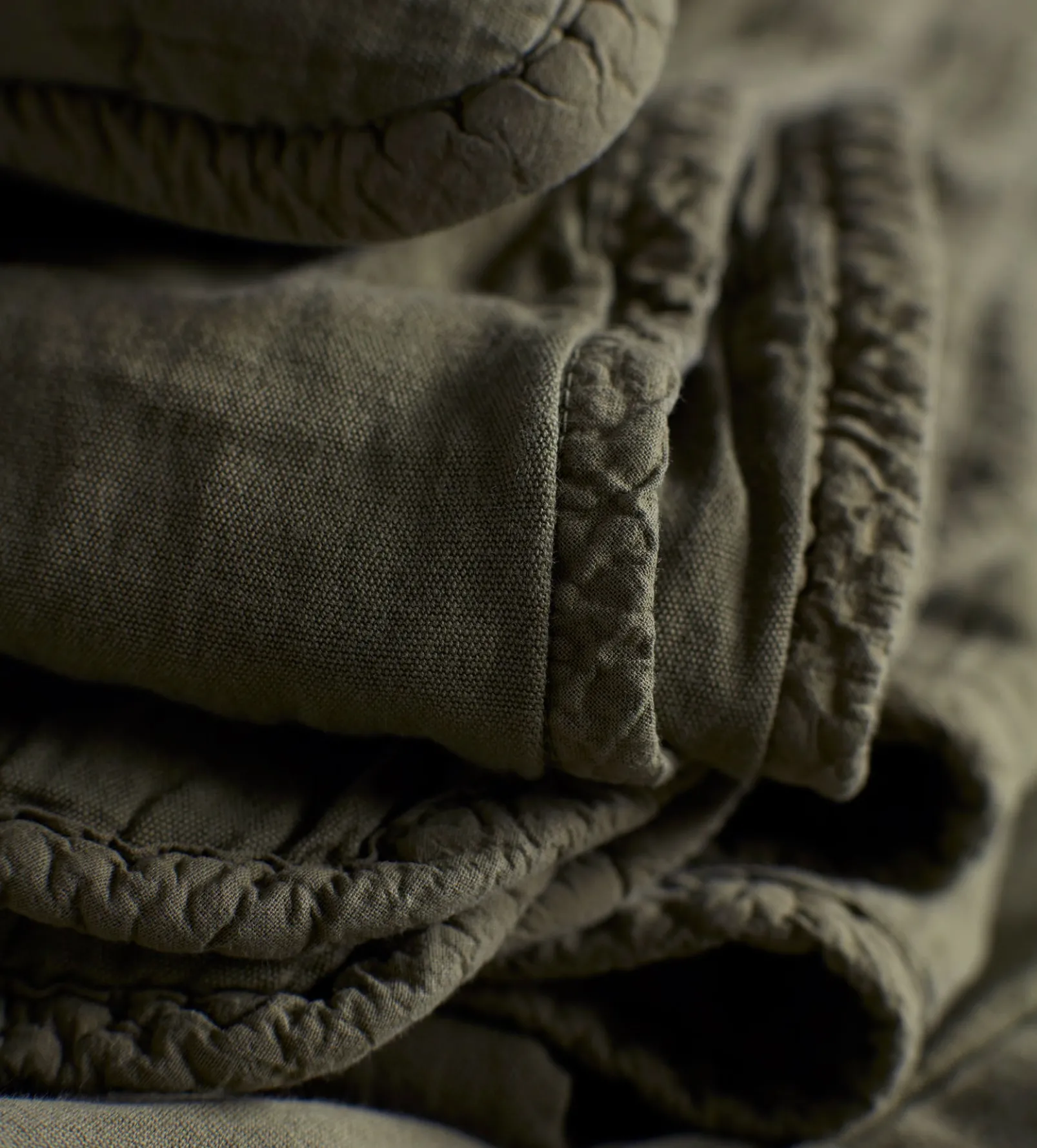 Olive Green Finn 100% Cotton Quilted Throw