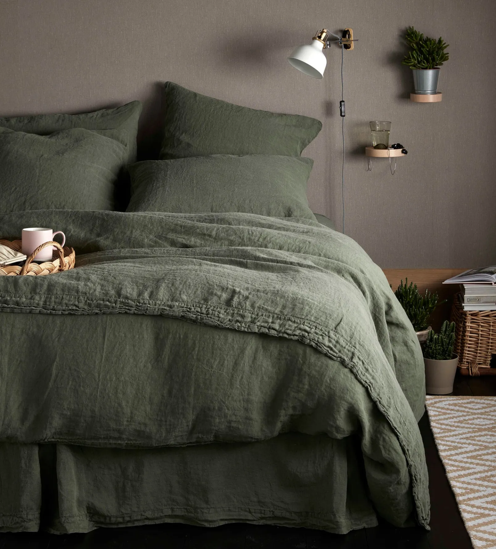 Olive Green Linen Valance