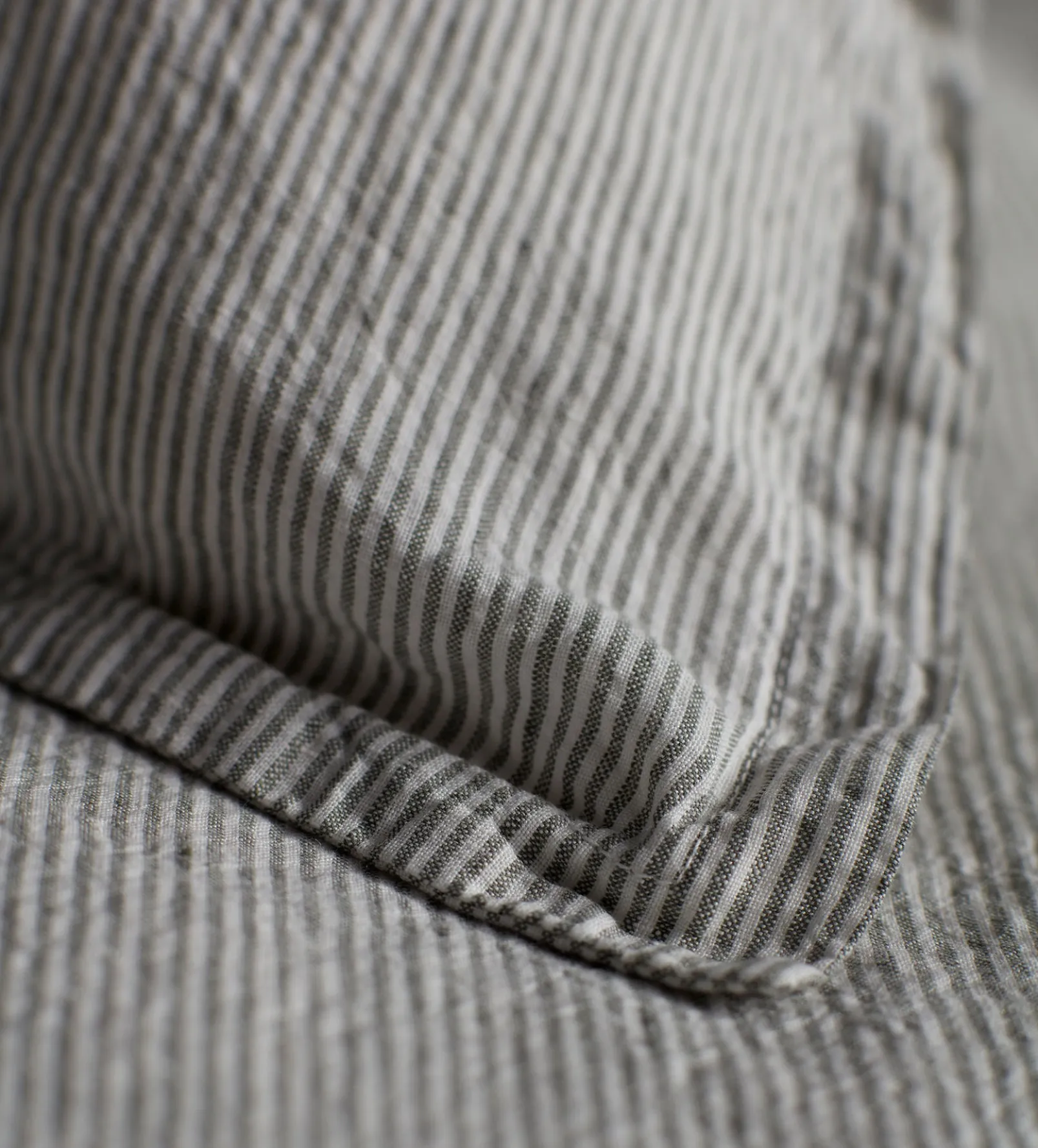 Olive Green Sid Stripe 100% Linen Oxford Pillowcase