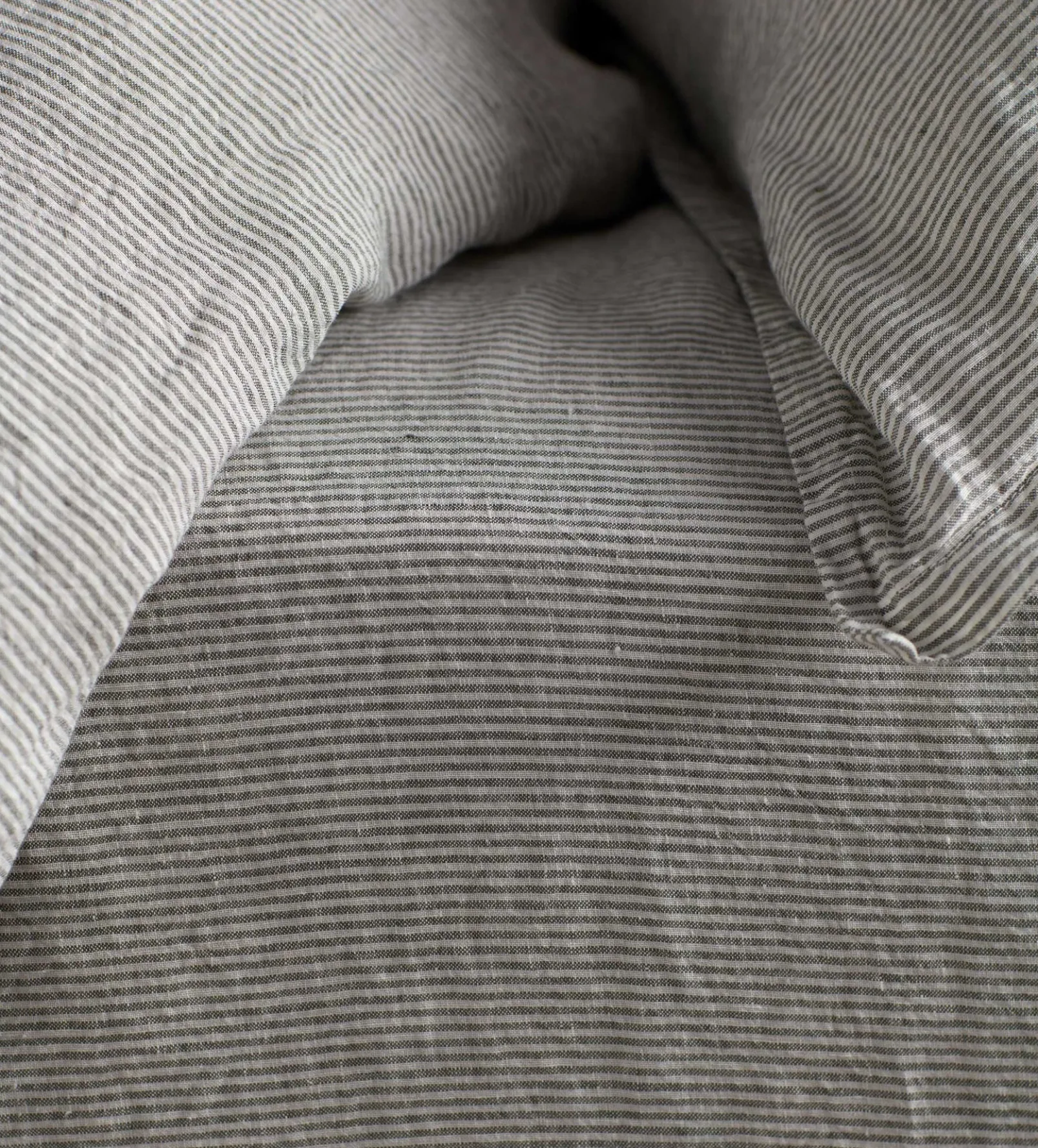 Olive Green Sid Stripe 100% Linen Fitted Sheet