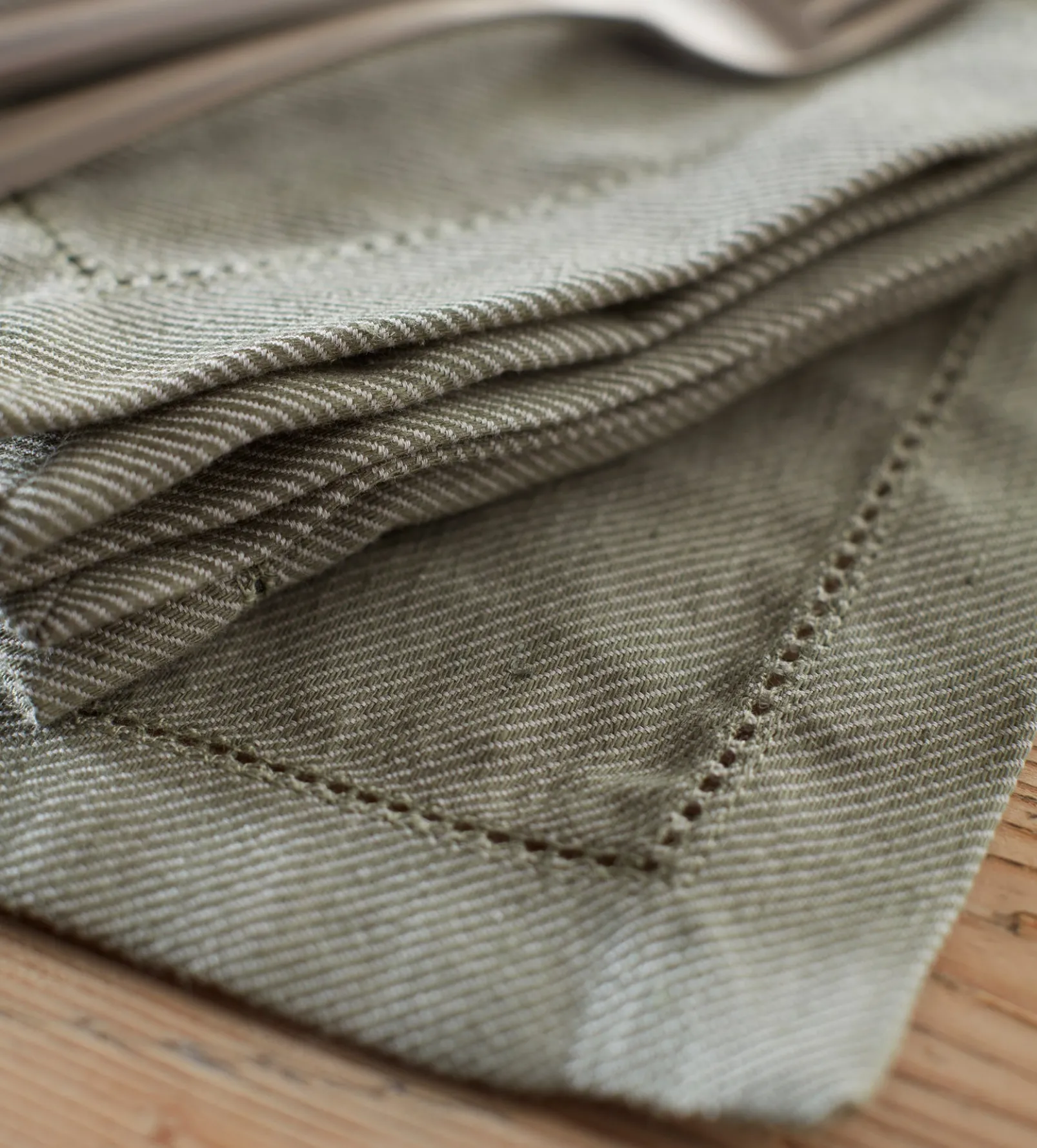 Olive Green Twill Cotton Linen Placemats - Set of 2
