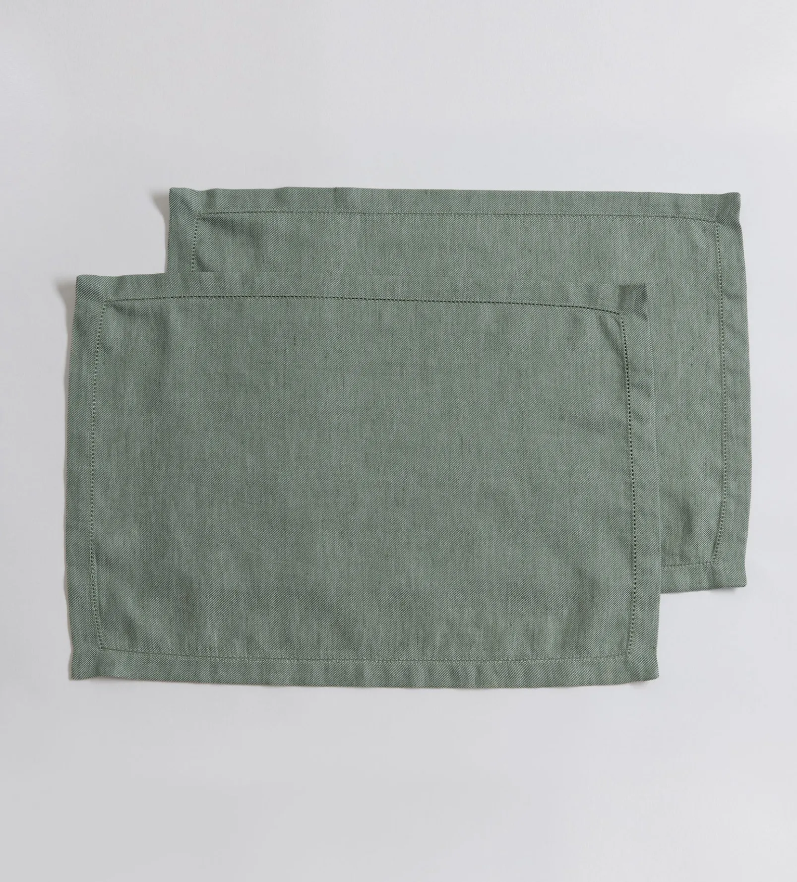 Olive Green Twill Cotton Linen Placemats - Set of 2