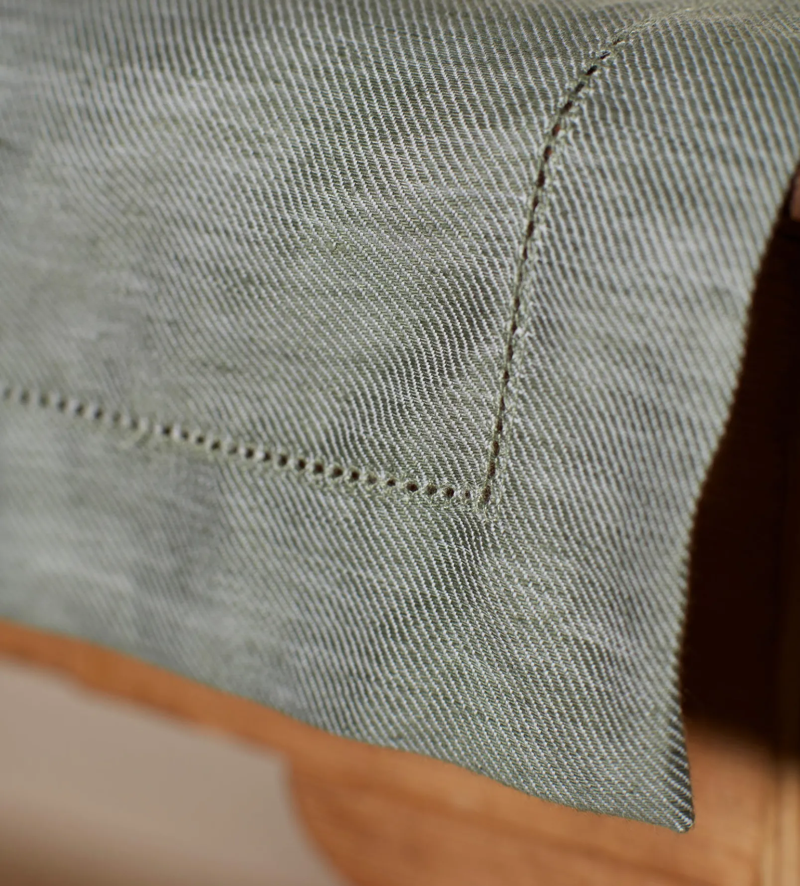 Olive Green Twill Cotton Linen Table Runner