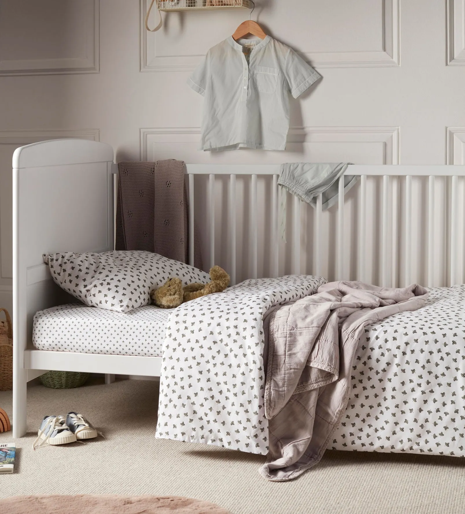 Olive Little Leaf 100% Organic Cotton Fitted Sheet