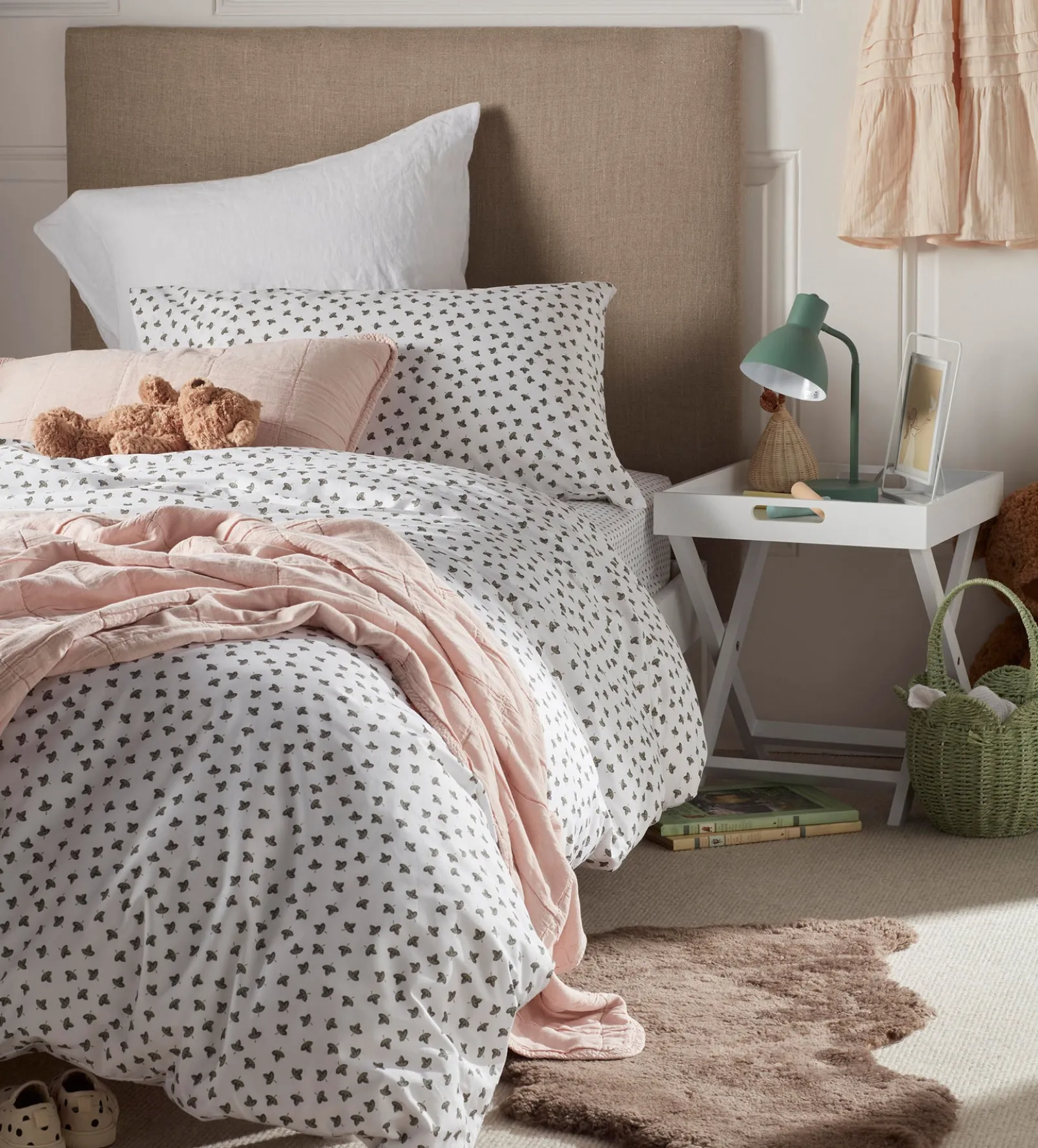 Olive Little Leaf 100% Organic Cotton Duvet Cover Set