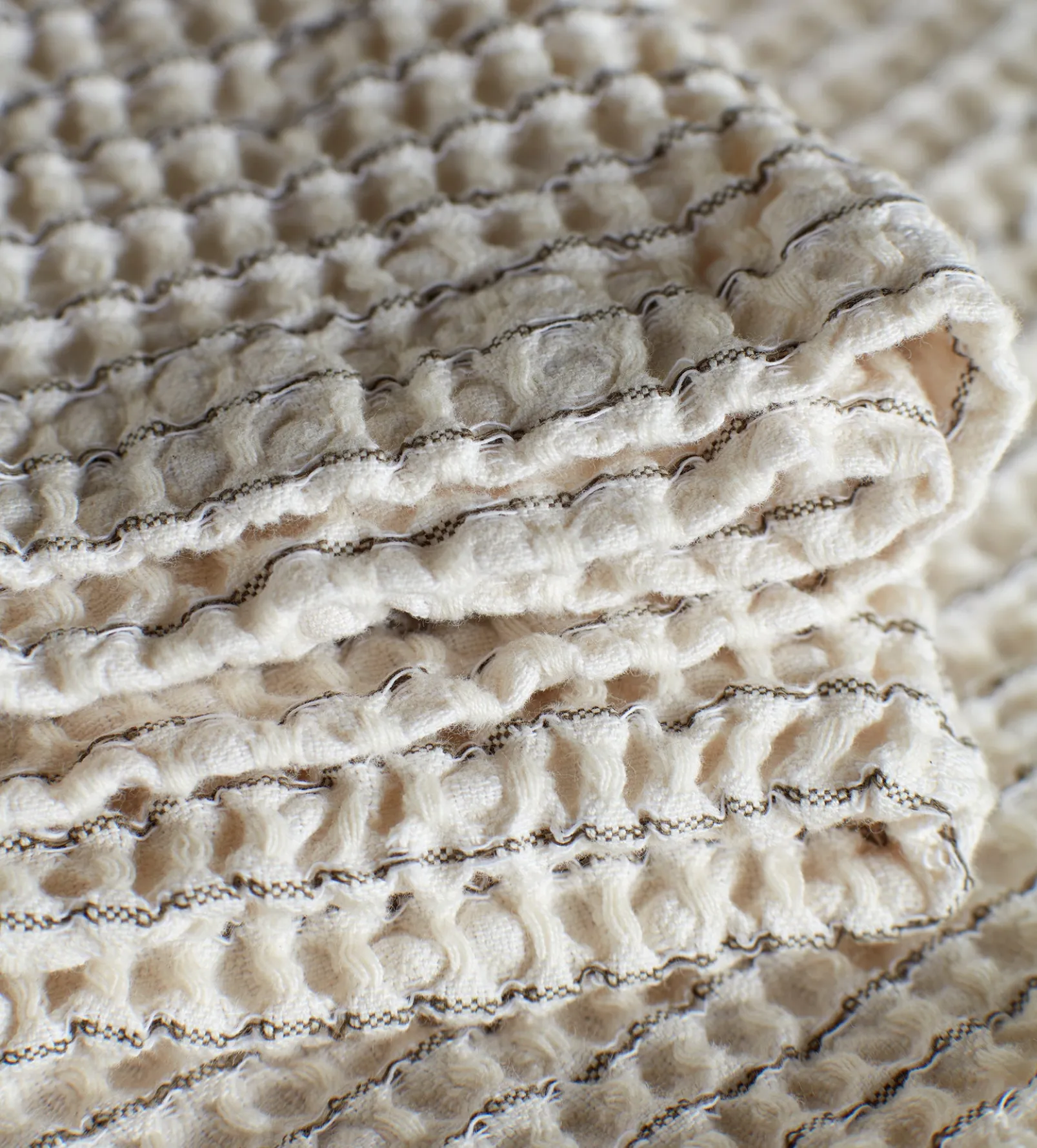 Olive Stripe Waffle 100% Cotton Towels