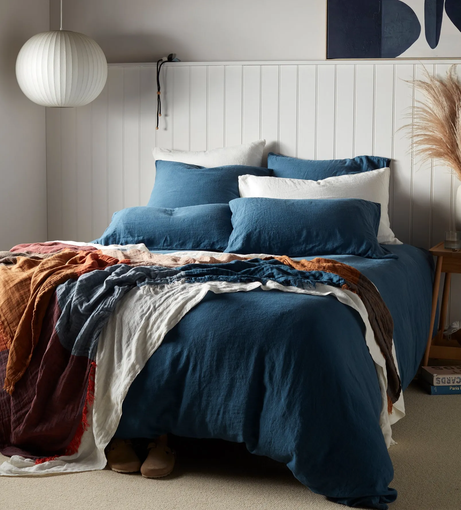 Peacock 100% Linen Duvet Cover