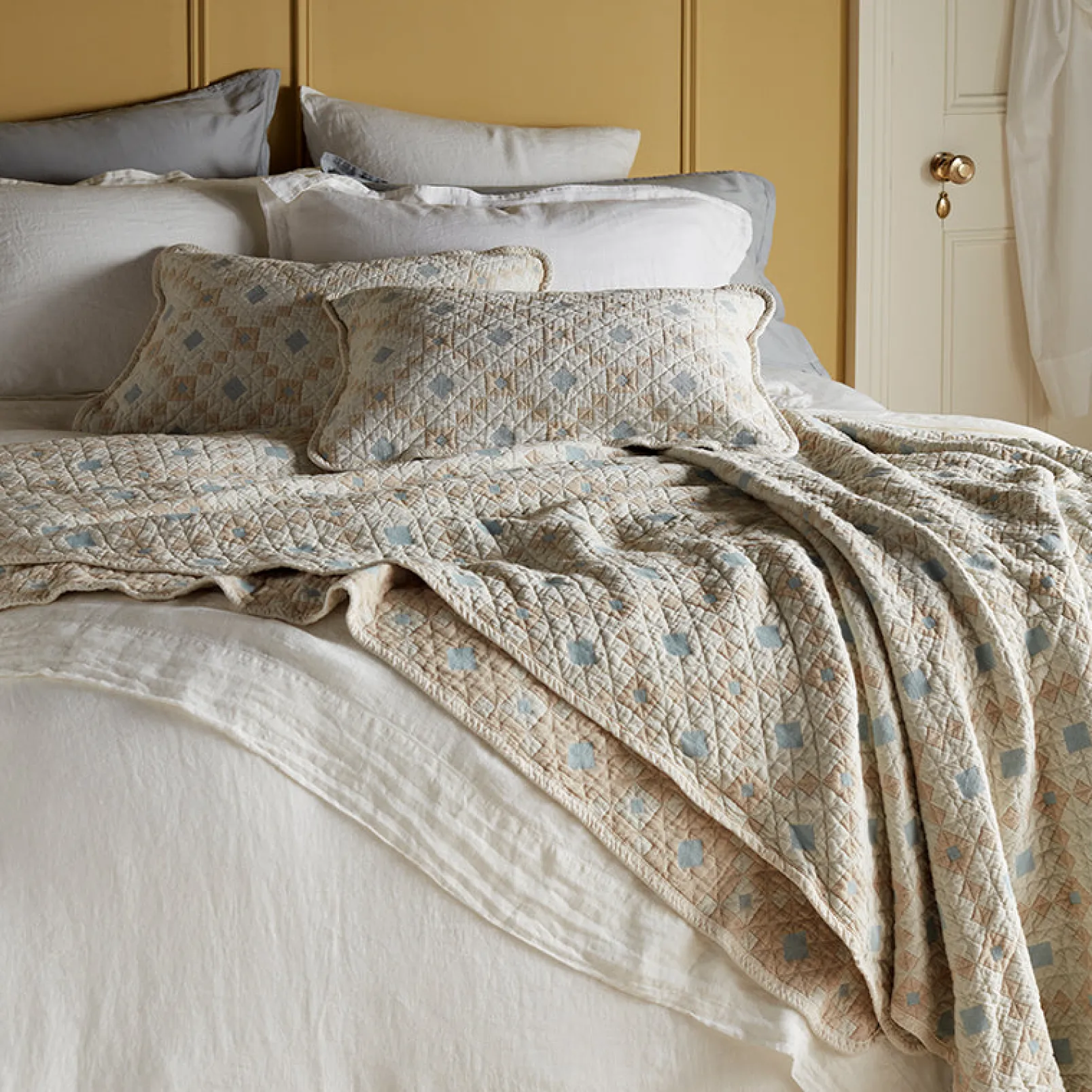 Pippa Patchwork 100% Cotton Quilted Cushion Cover