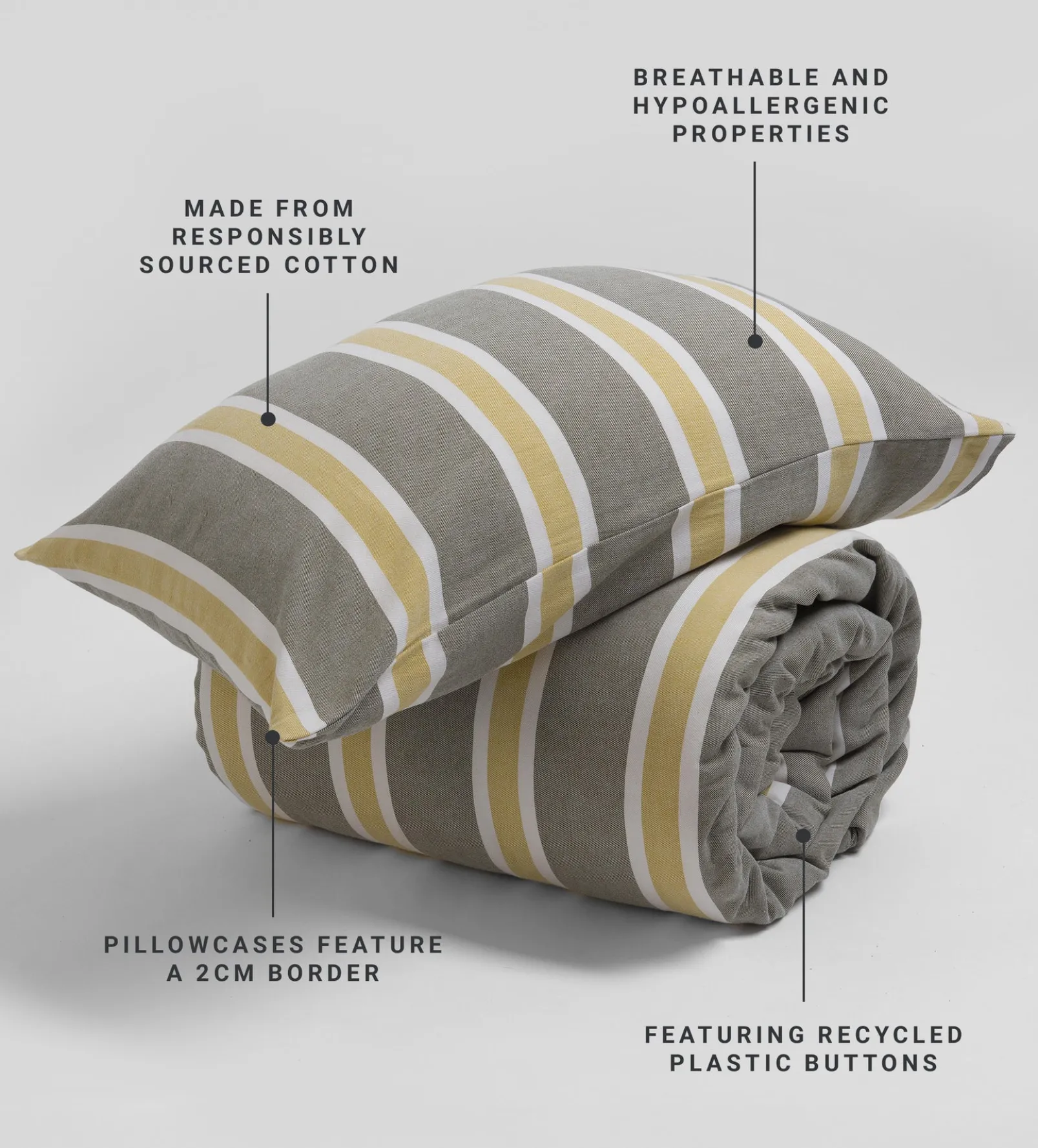 Sadie Stripe 100% Organic Cotton Duvet Cover