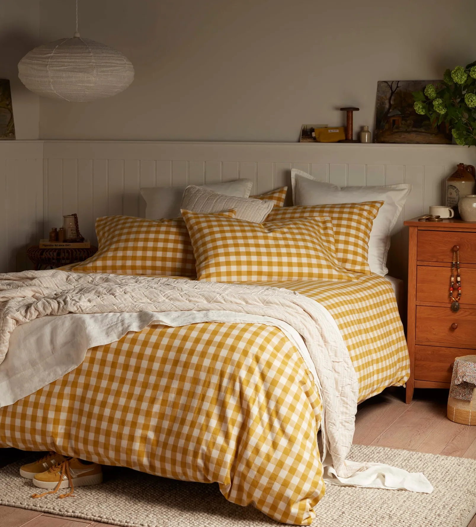 Saffron Gilbert Gingham Brushed 100% Organic Cotton Duvet Cover