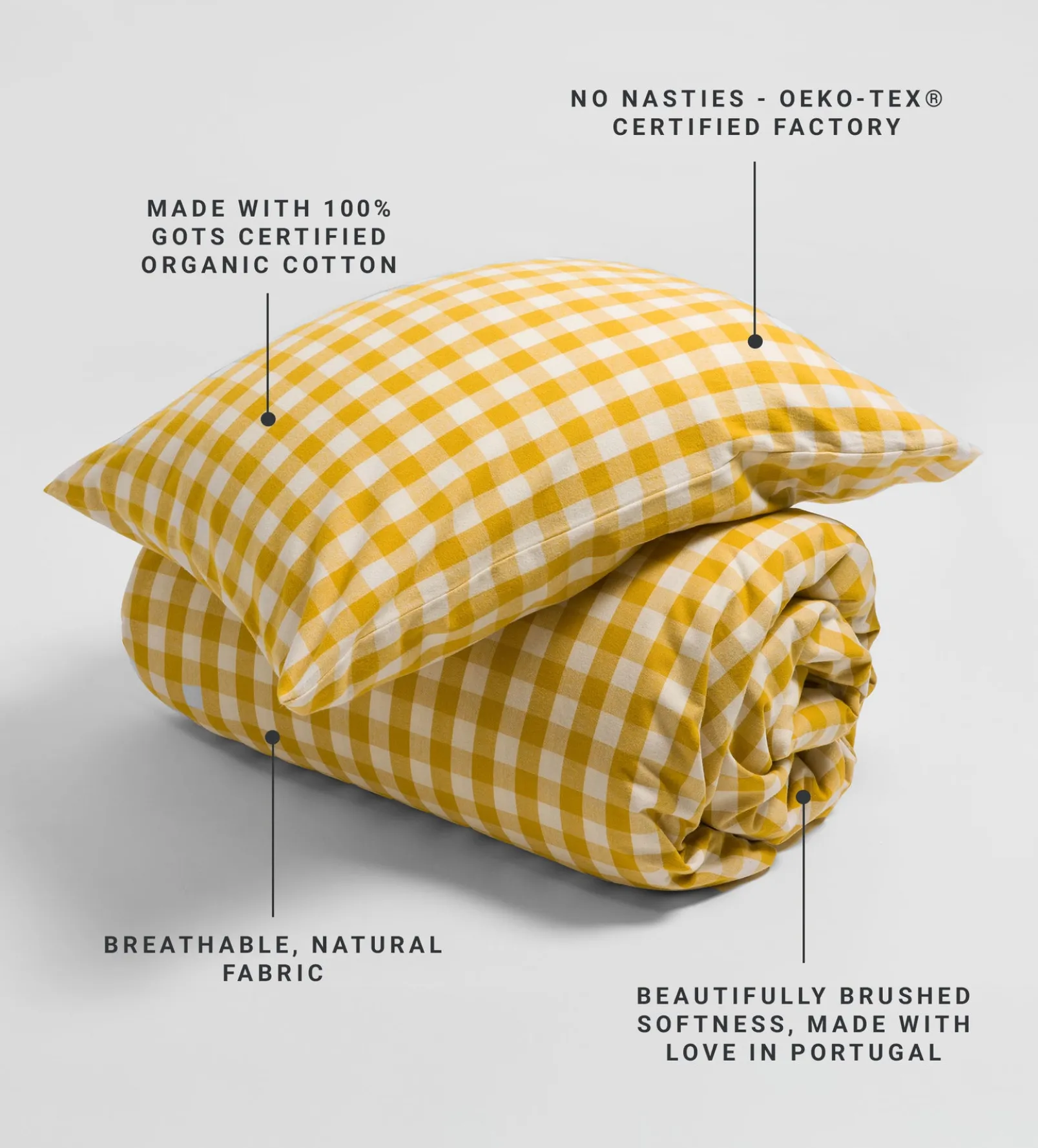 Saffron Gilbert Gingham Brushed 100% Organic Cotton Duvet Cover