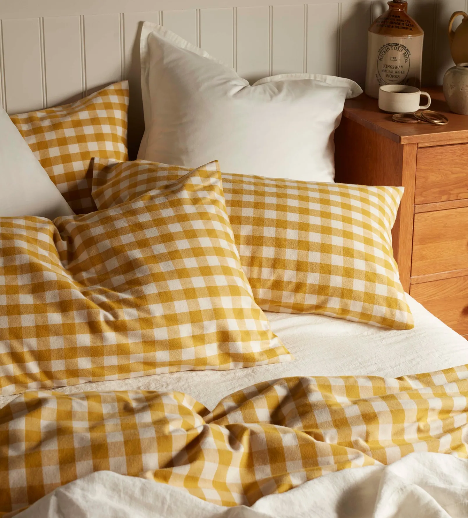 Saffron Gilbert Gingham Brushed 100% Organic Cotton Duvet Cover