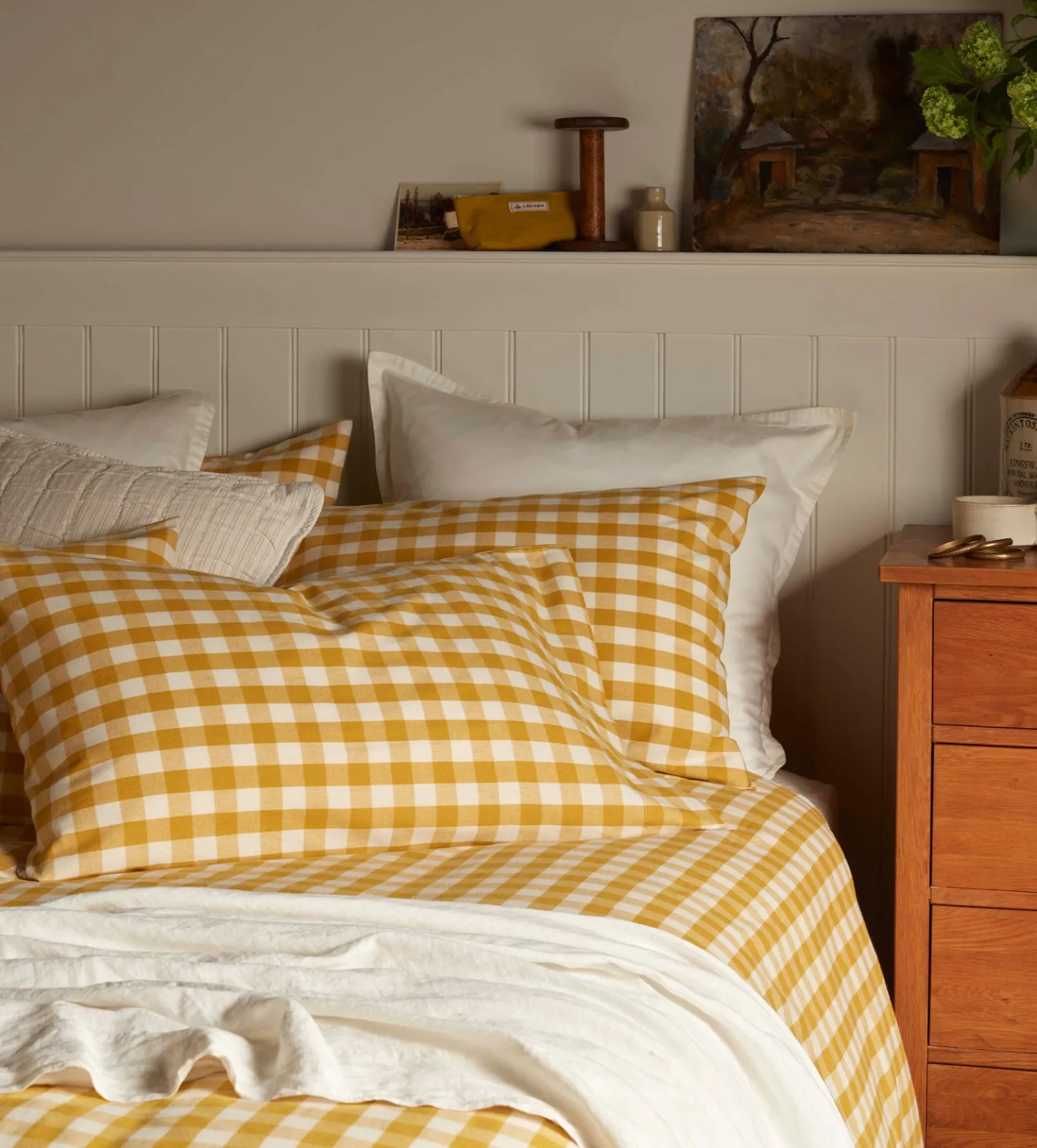 Saffron Gilbert Gingham Brushed 100% Organic Cotton Pillowcase