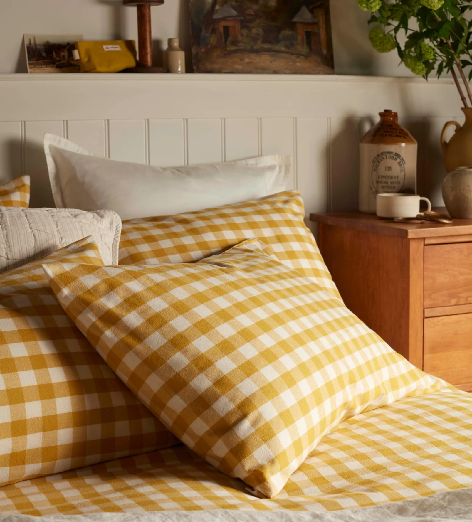 Saffron Gilbert Gingham Brushed 100% Organic Cotton Pillowcase