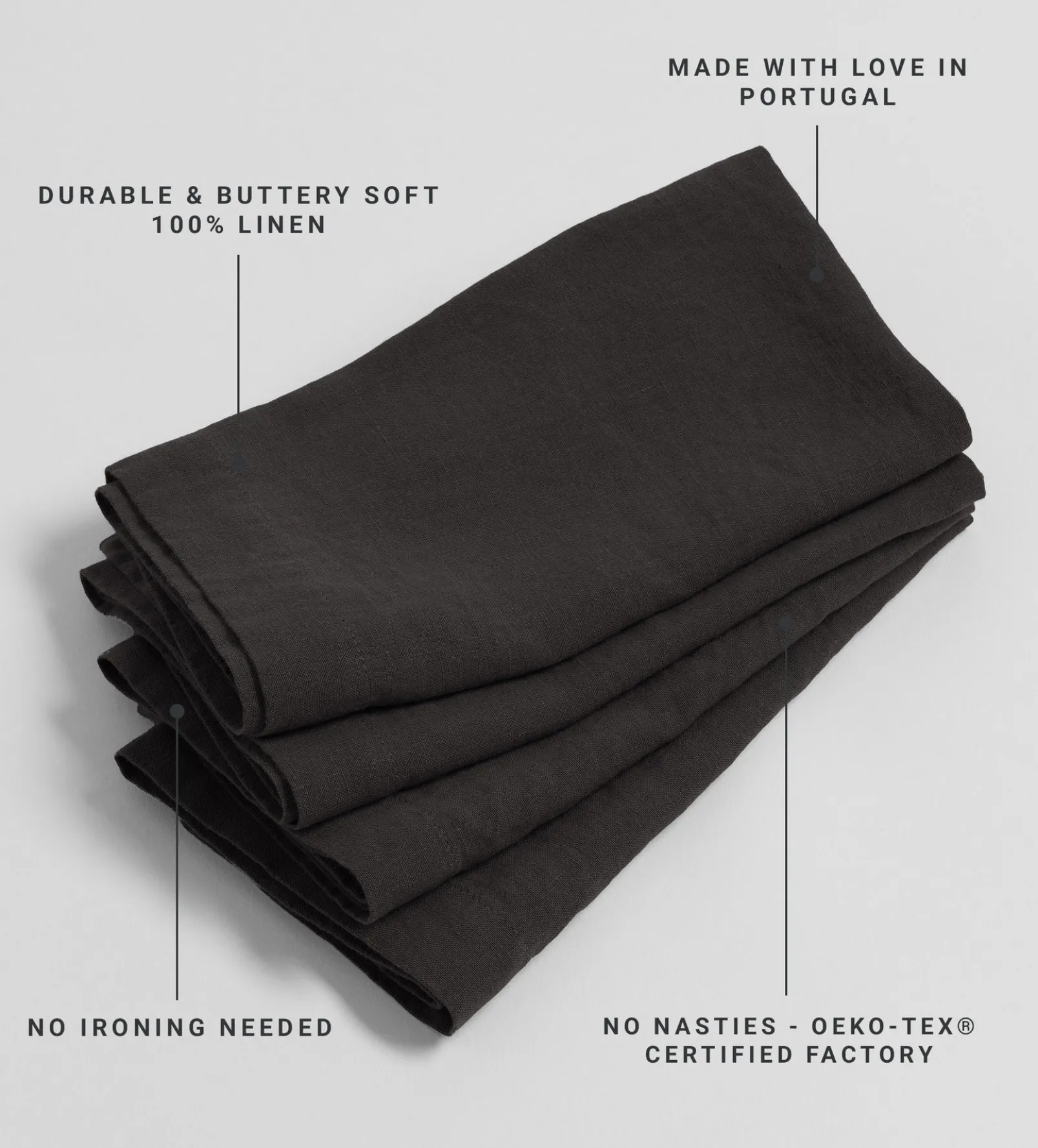 Soot 100% Linen Napkins - Set of 4