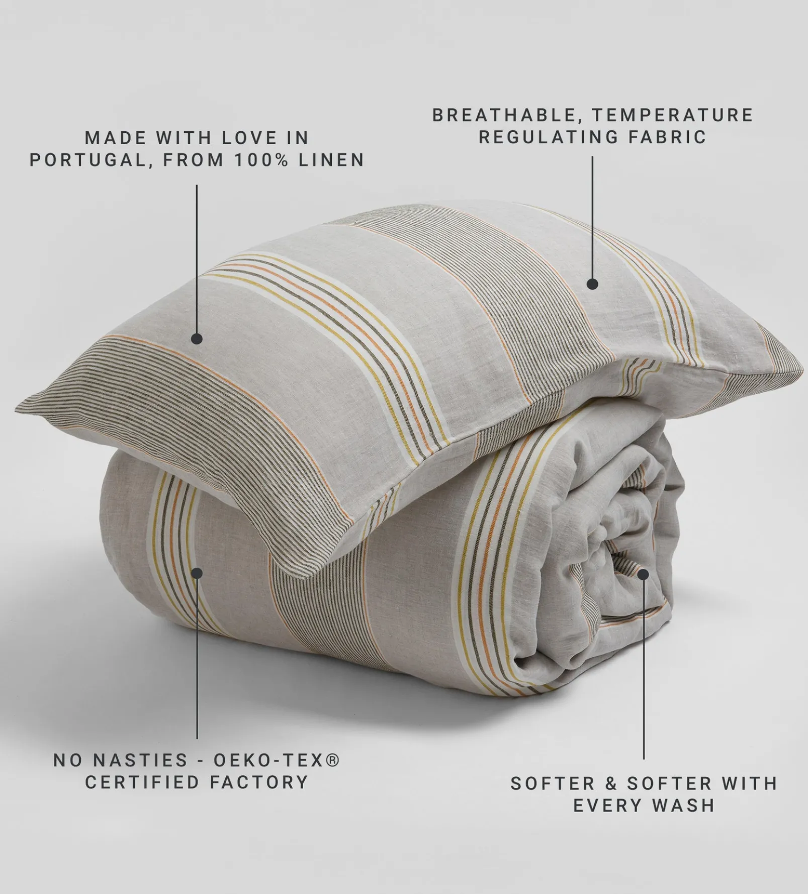 Sophie Stripe 100% Linen Duvet Cover