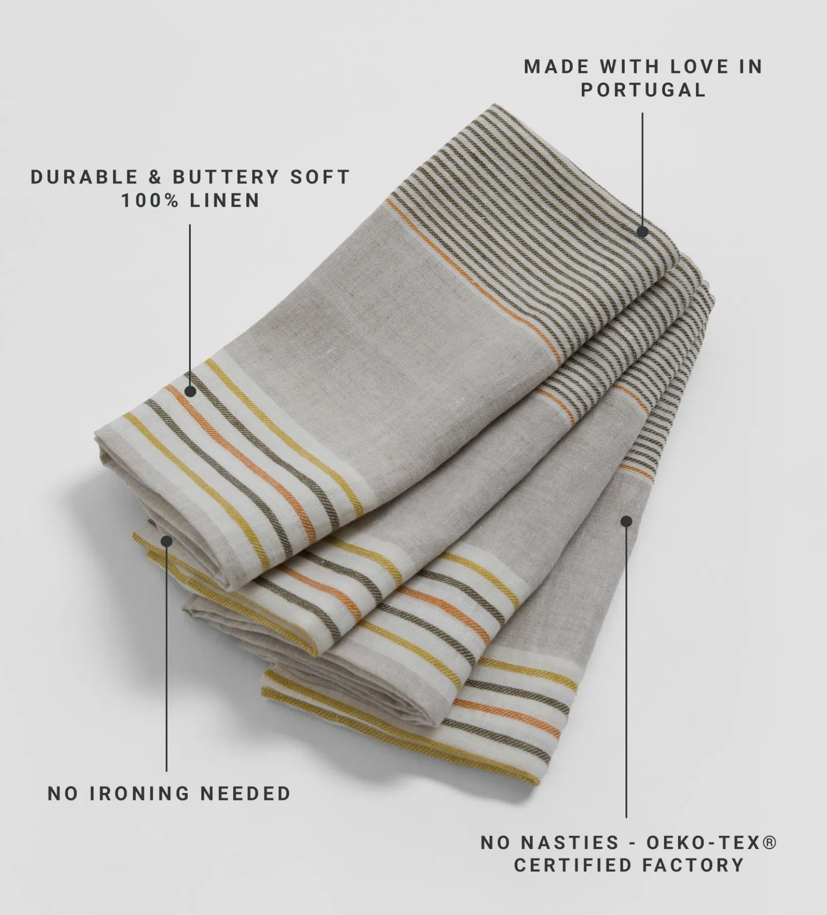 Sophie Stripe 100% Linen Napkins - Set of 4