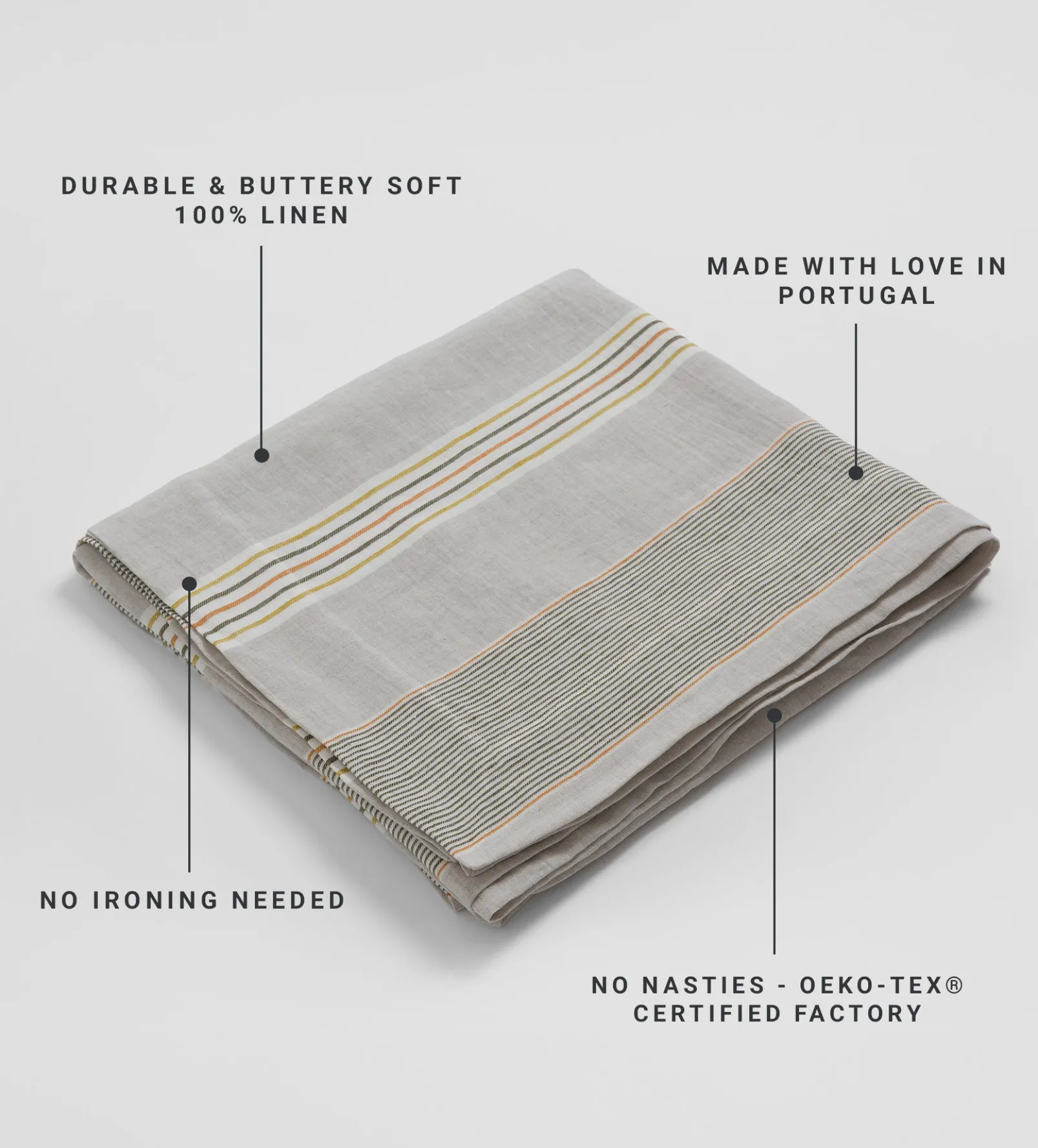 Sophie Stripe 100% Linen Tablecloth