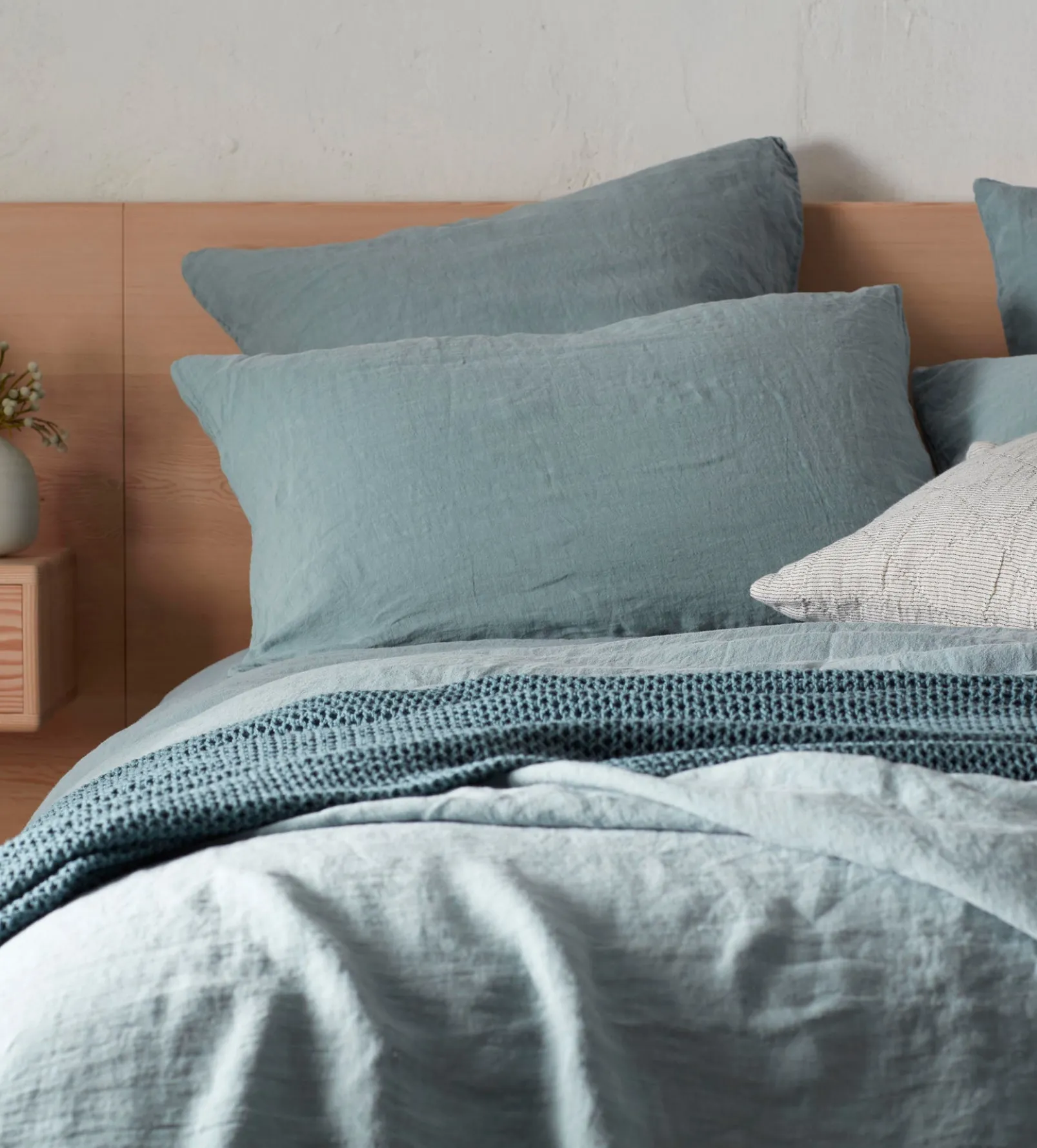 Teal 100% Linen Housewife Pillowcase