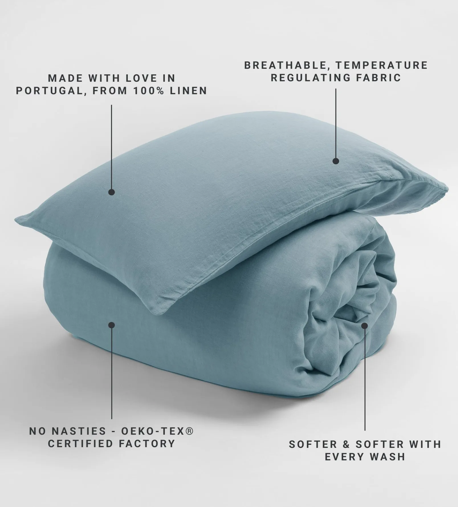 Teal 100% Linen Housewife Pillowcase