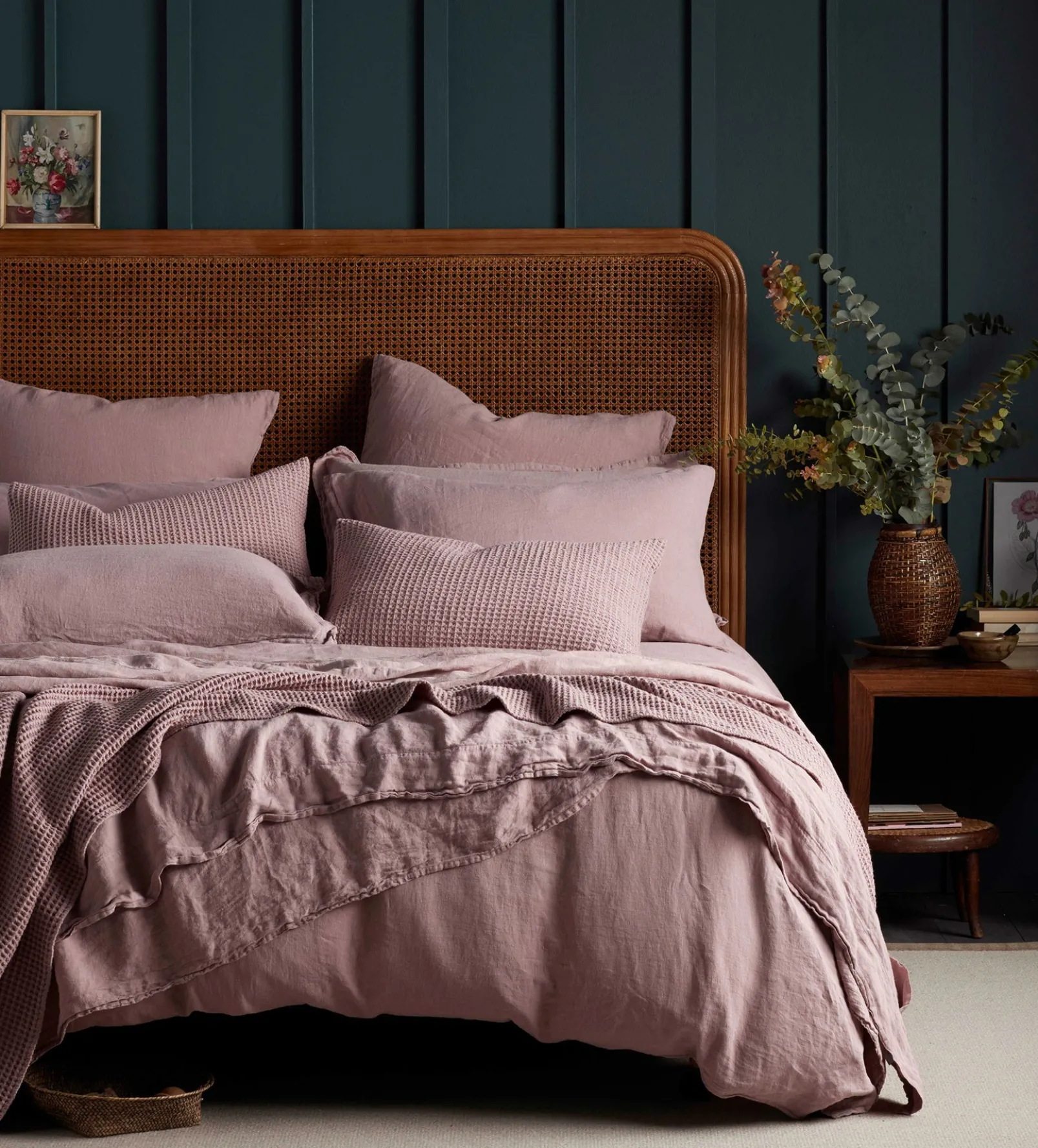 Vintage Rose 100% Linen Fitted Sheet