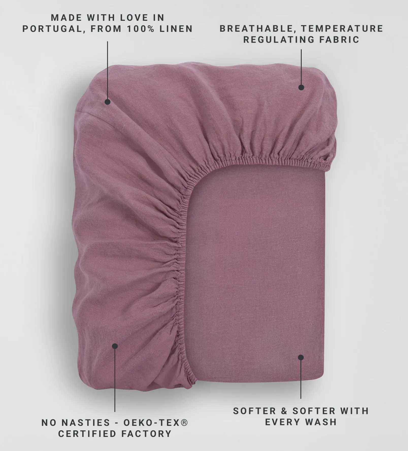 Vintage Rose 100% Linen Fitted Sheet