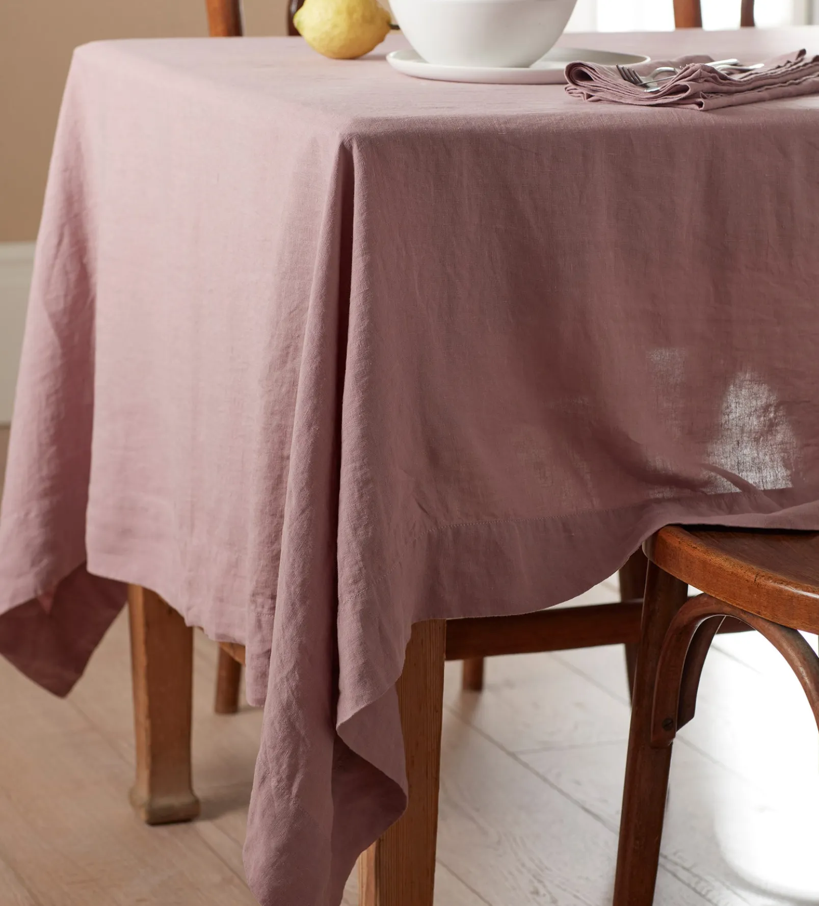 Vintage Rose 100% Linen Tablecloth