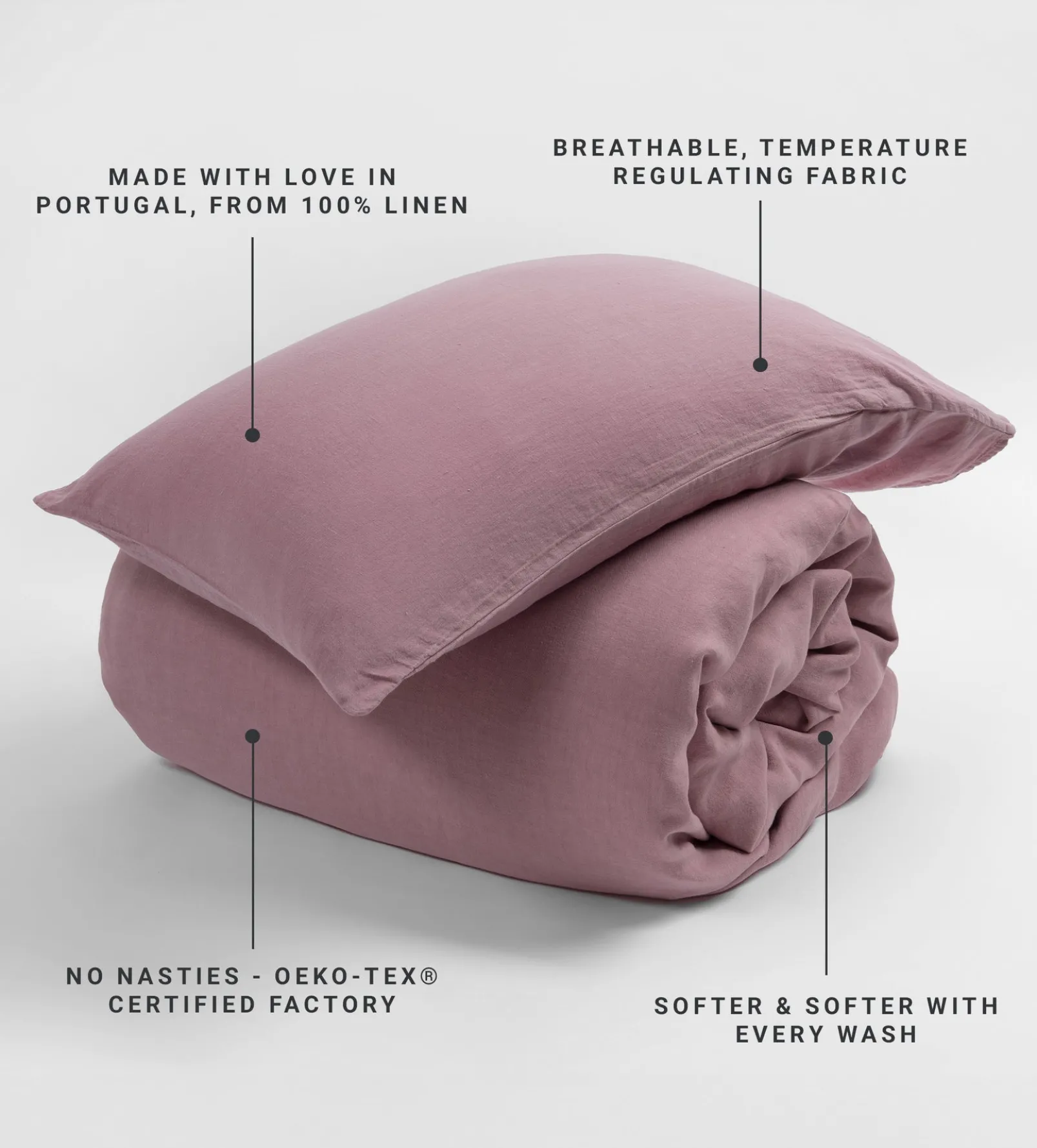 Vintage Rose 100% Linen Duvet Cover