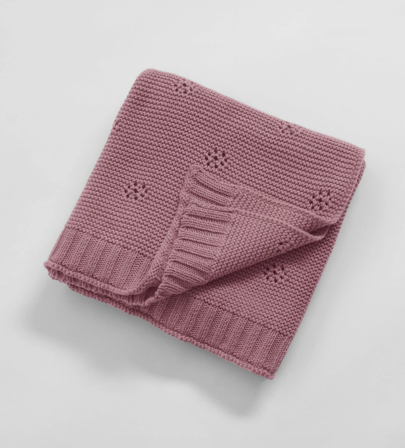 Vintage Rose Bailey 100% Organic Cotton Knitted Baby Blanket