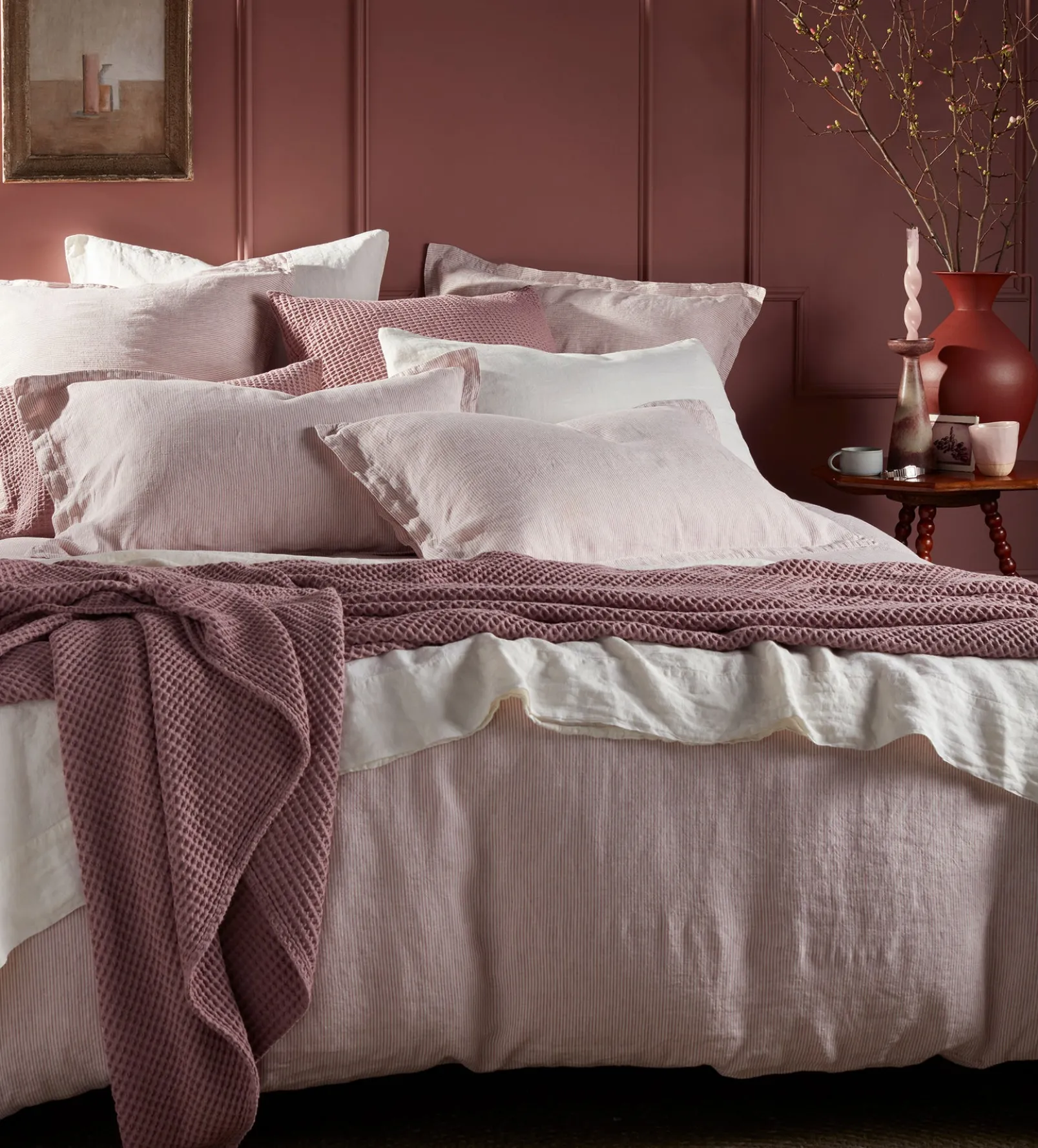 Vintage Rose Big Waffle 100% Cotton Cushion Cover