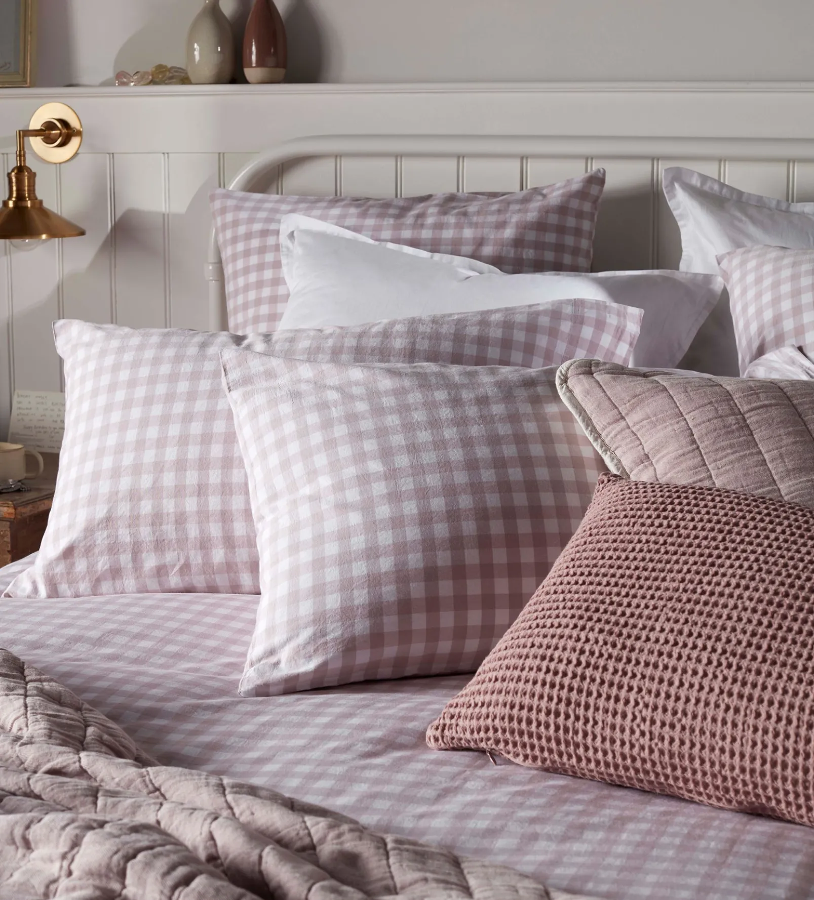 Vintage Rose Harriet Gingham 100% Organic Cotton Pillowcase