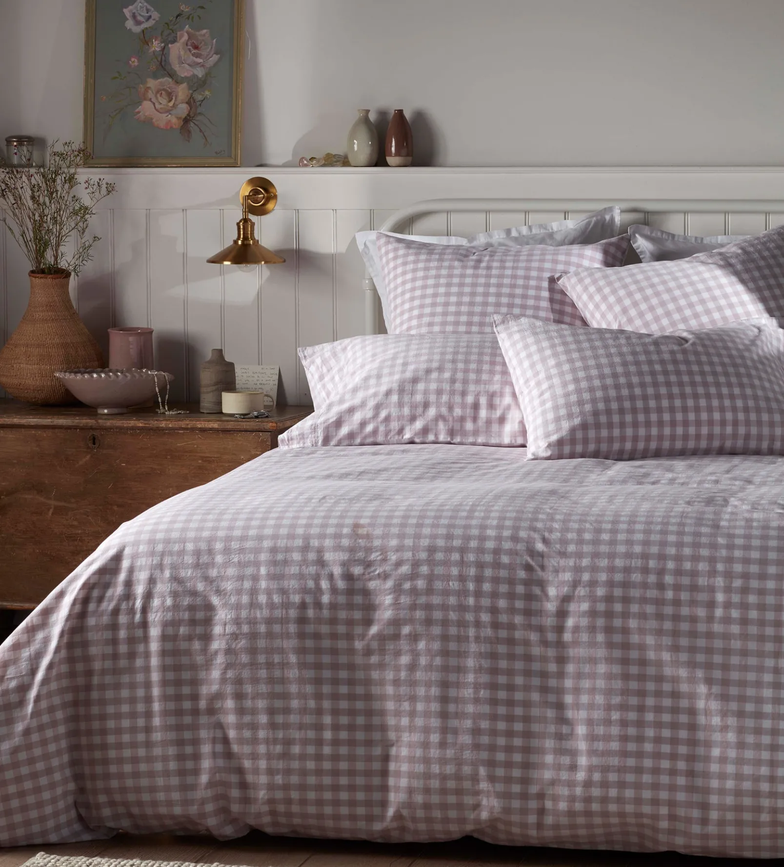 Vintage Rose Harriet Gingham 100% Organic Cotton Duvet Cover