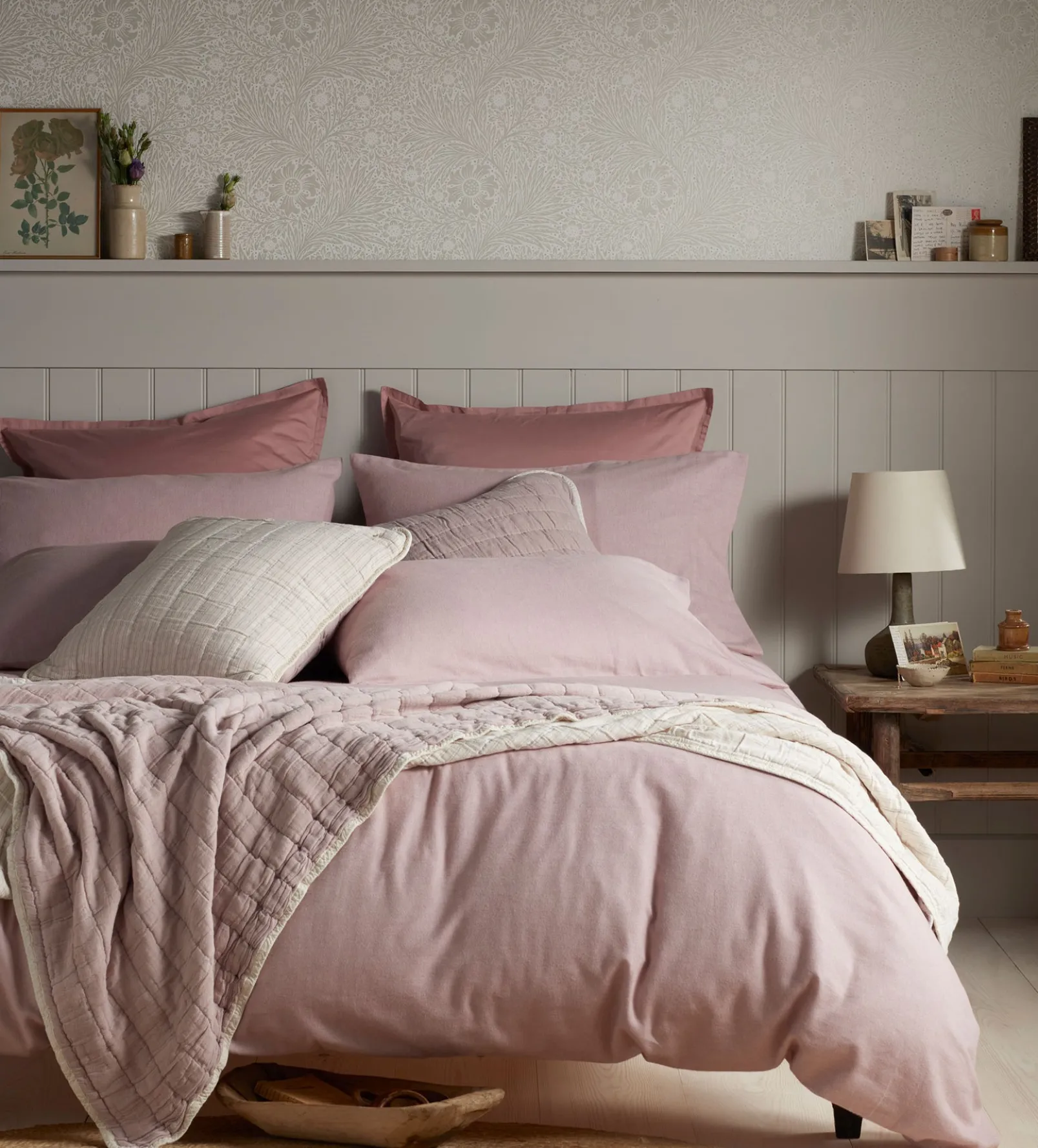 Vintage Rose Henry Brushed 100% Organic Cotton Duvet Cover