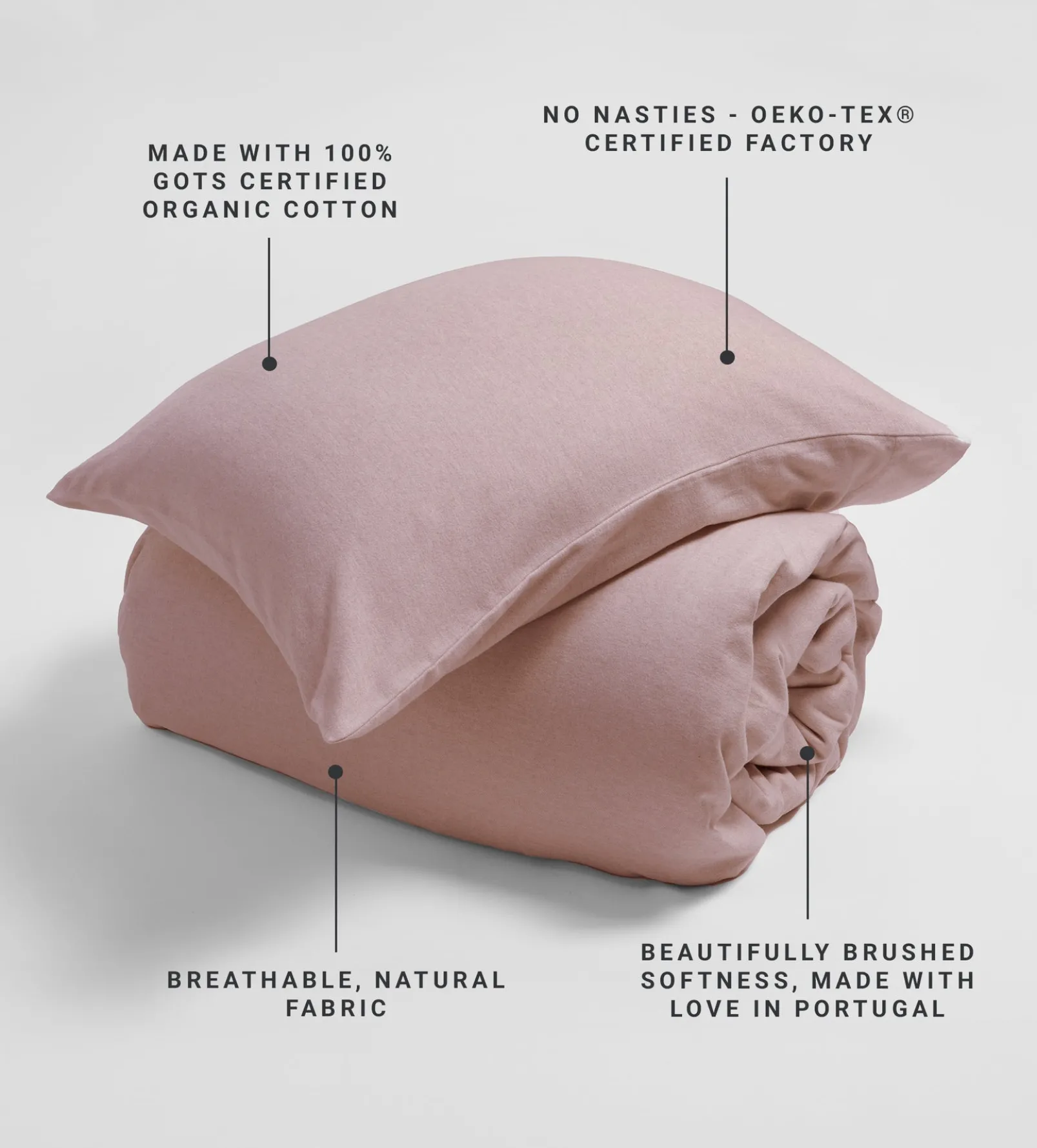 Vintage Rose Henry Brushed 100% Organic Cotton Pillowcase