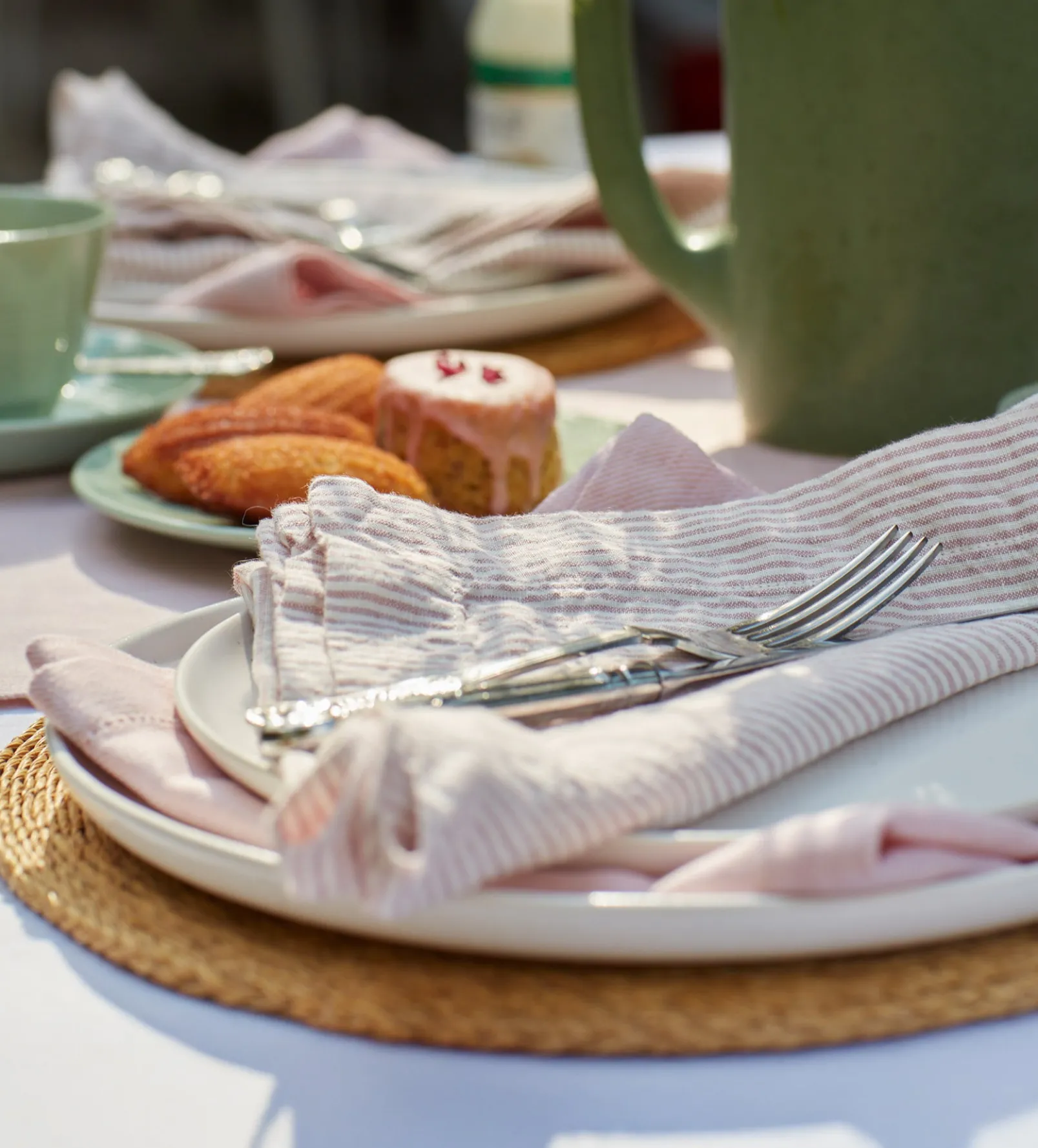 Vintage Rose Sid Stripe 100% Linen Napkins - Set of 4