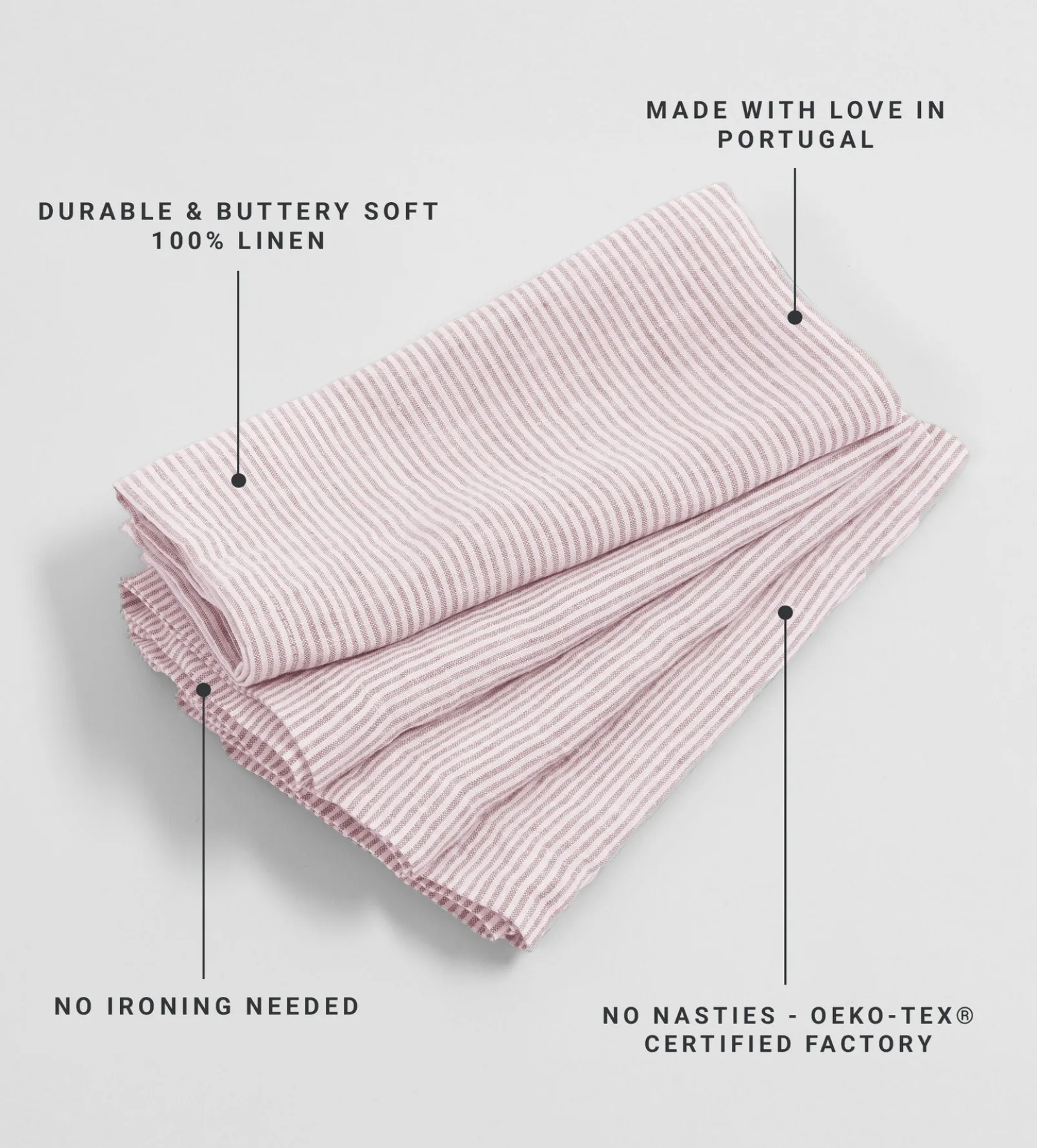 Vintage Rose Sid Stripe 100% Linen Napkins - Set of 4