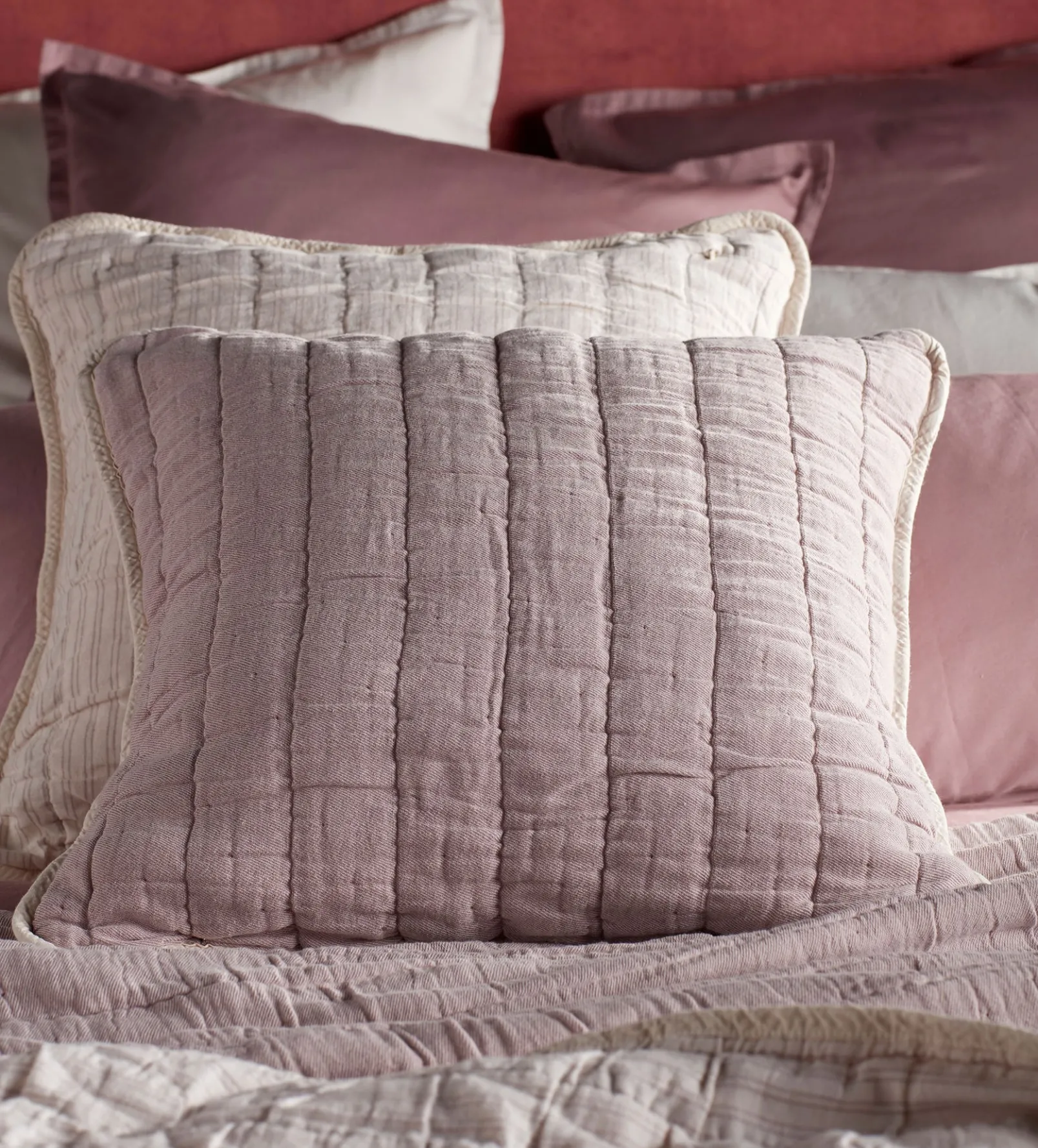 Vintage Rose Vivienne 100% Cotton Quilted Cushion Cover