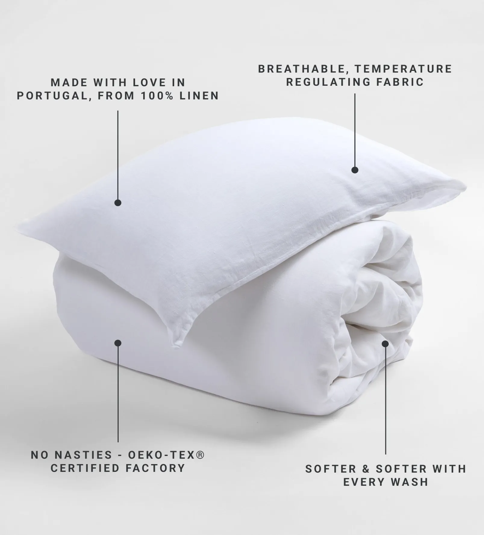 White 100% Linen Housewife Pillowcase