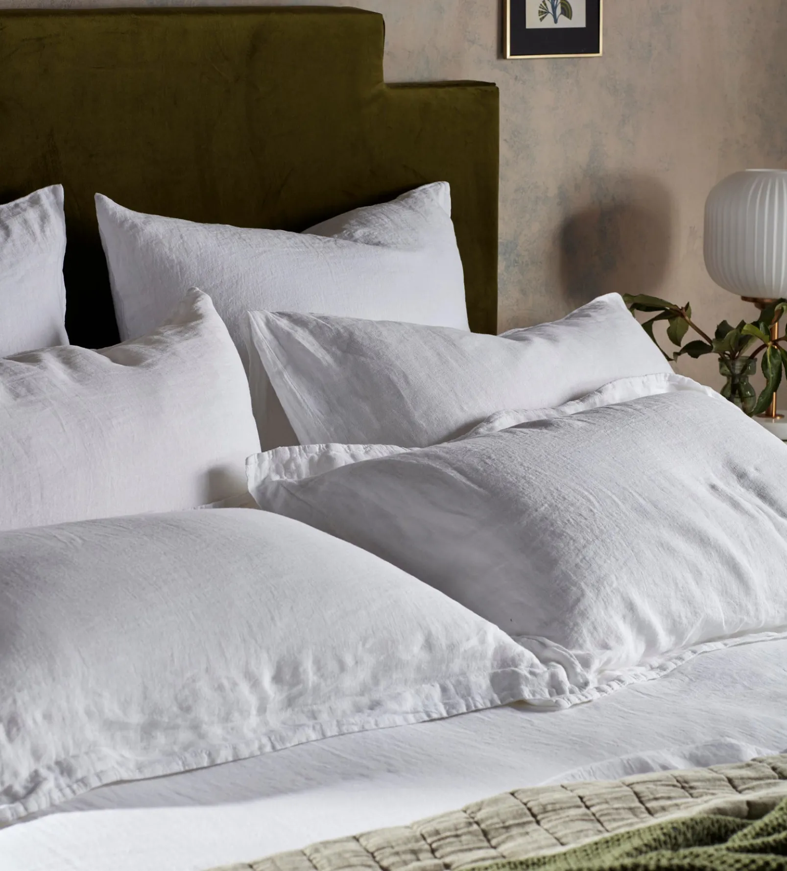 White 100% Linen Oxford Pillowcase