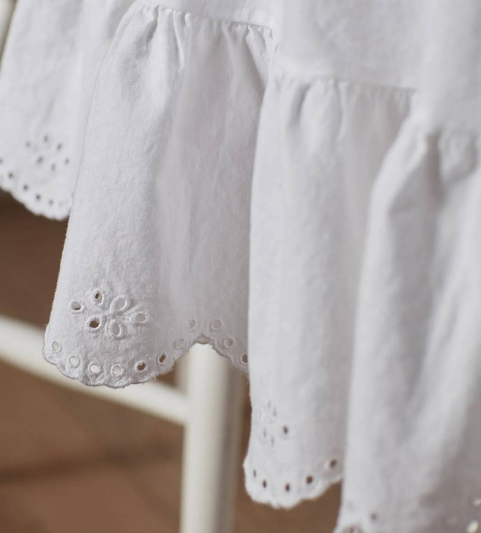 White Bonnie Broderie Cotton Linen Tablecloth