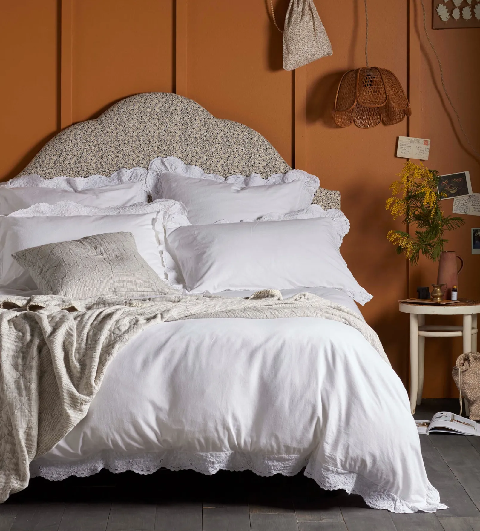 White Elsie Cotton Linen Duvet Cover