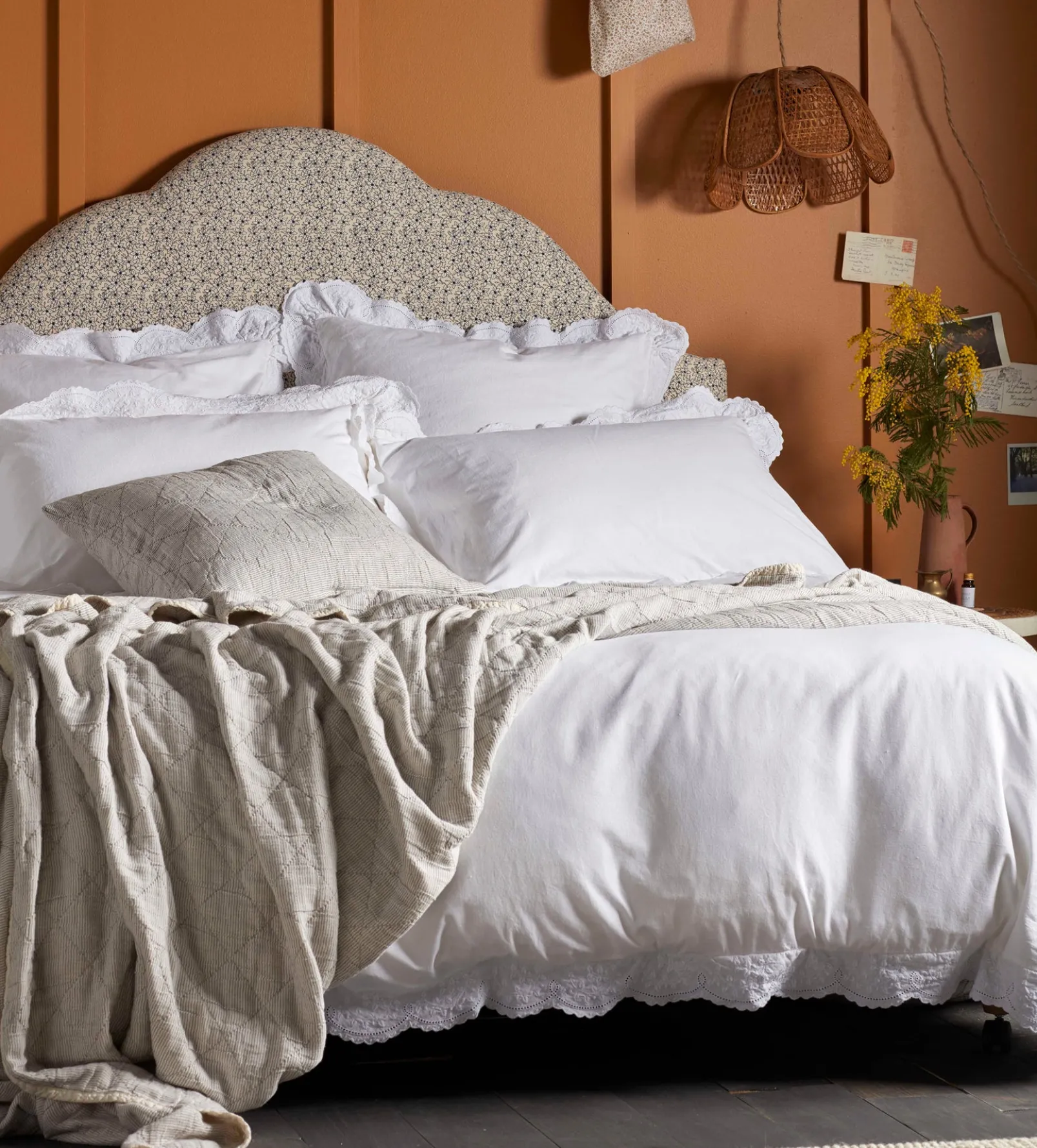 White Elsie Cotton Linen Duvet Cover