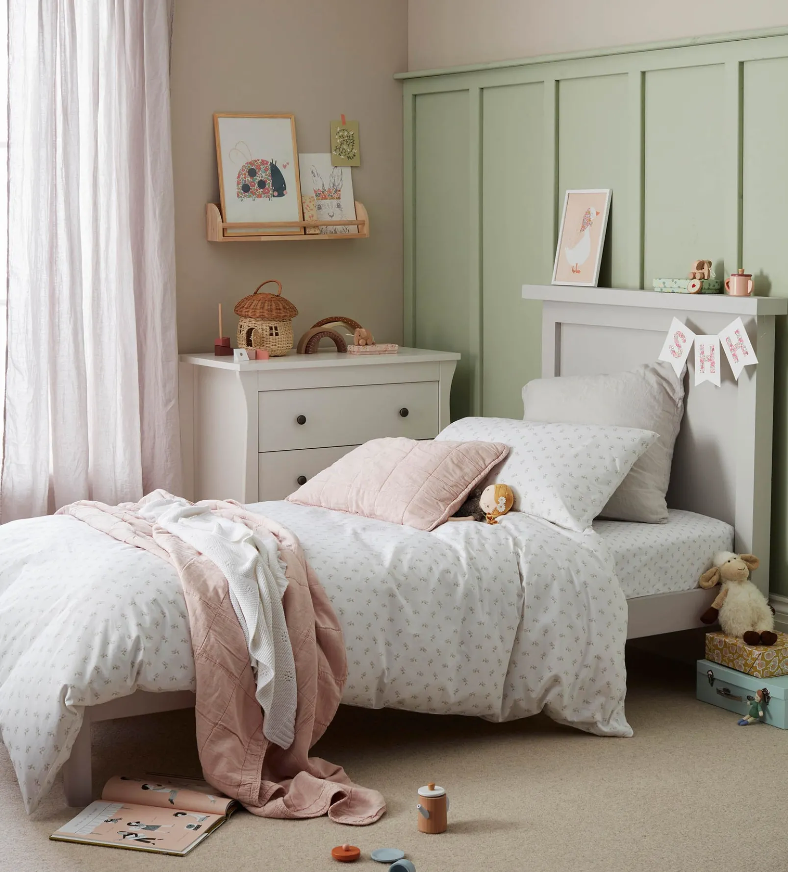 White Fleur 100% Organic Cotton Single Duvet Cover Set