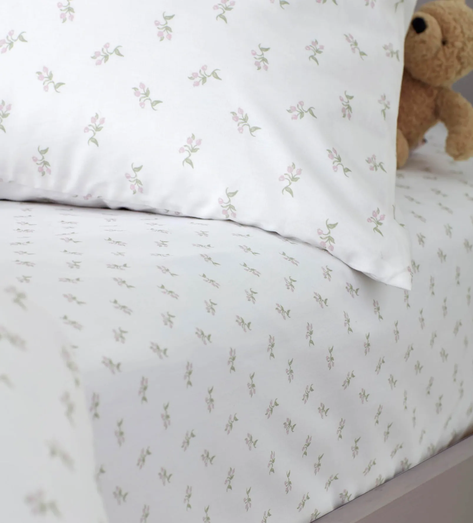 White Fleur 100% Organic Cotton Single Fitted Sheet