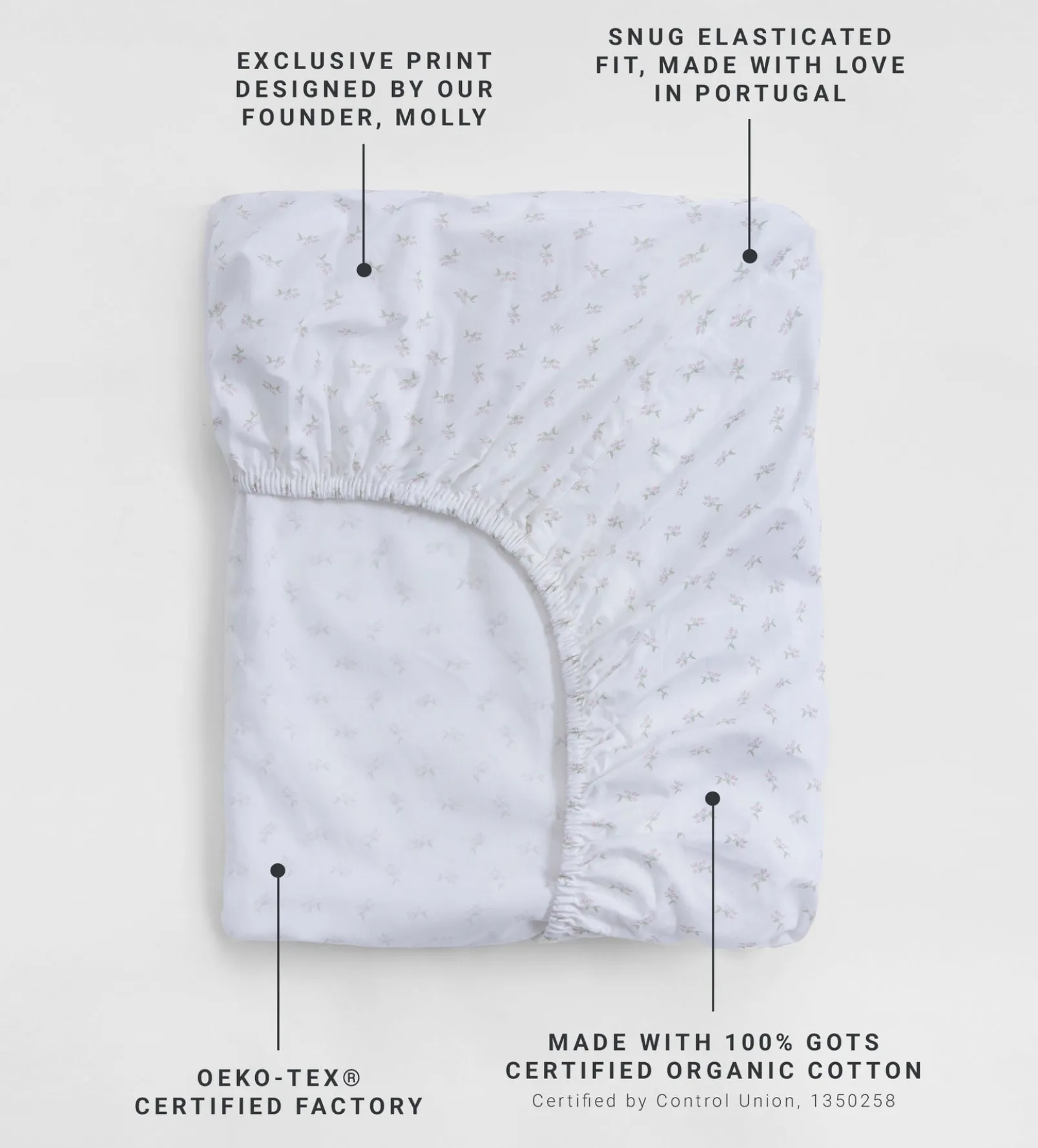 White Fleur 100% Organic Cotton Single Fitted Sheet