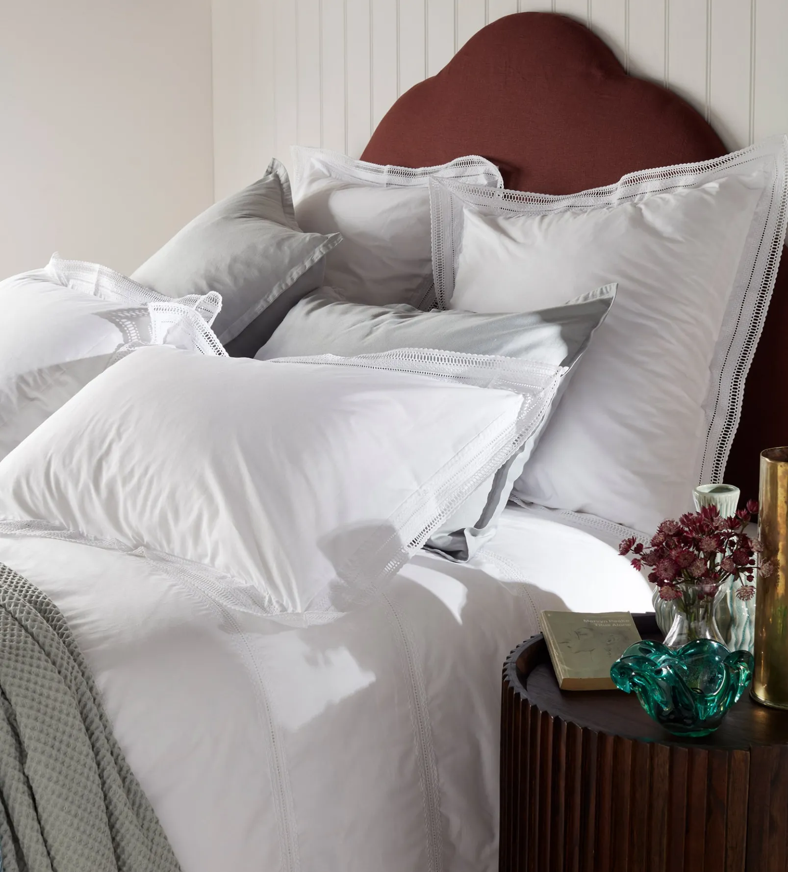 White Freya 100% Cotton Pillowcase