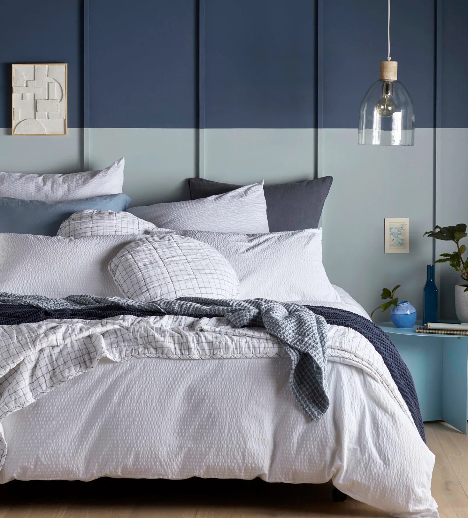 White Seersucker 100% Cotton Duvet Cover